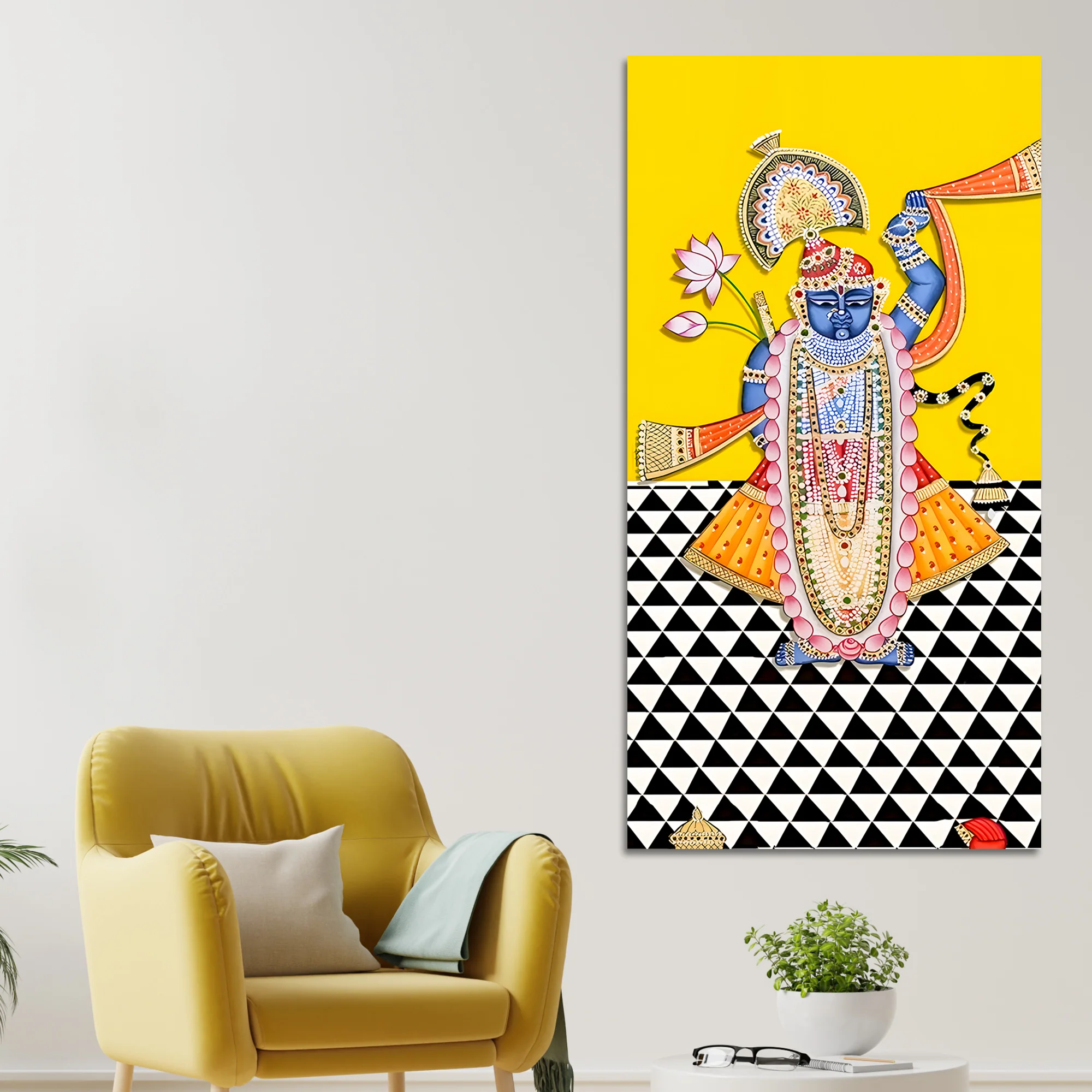 Shrinathji Pichwai Canvas Wall Painting | Indian Religious Wall Décor for Living Room - Image 3