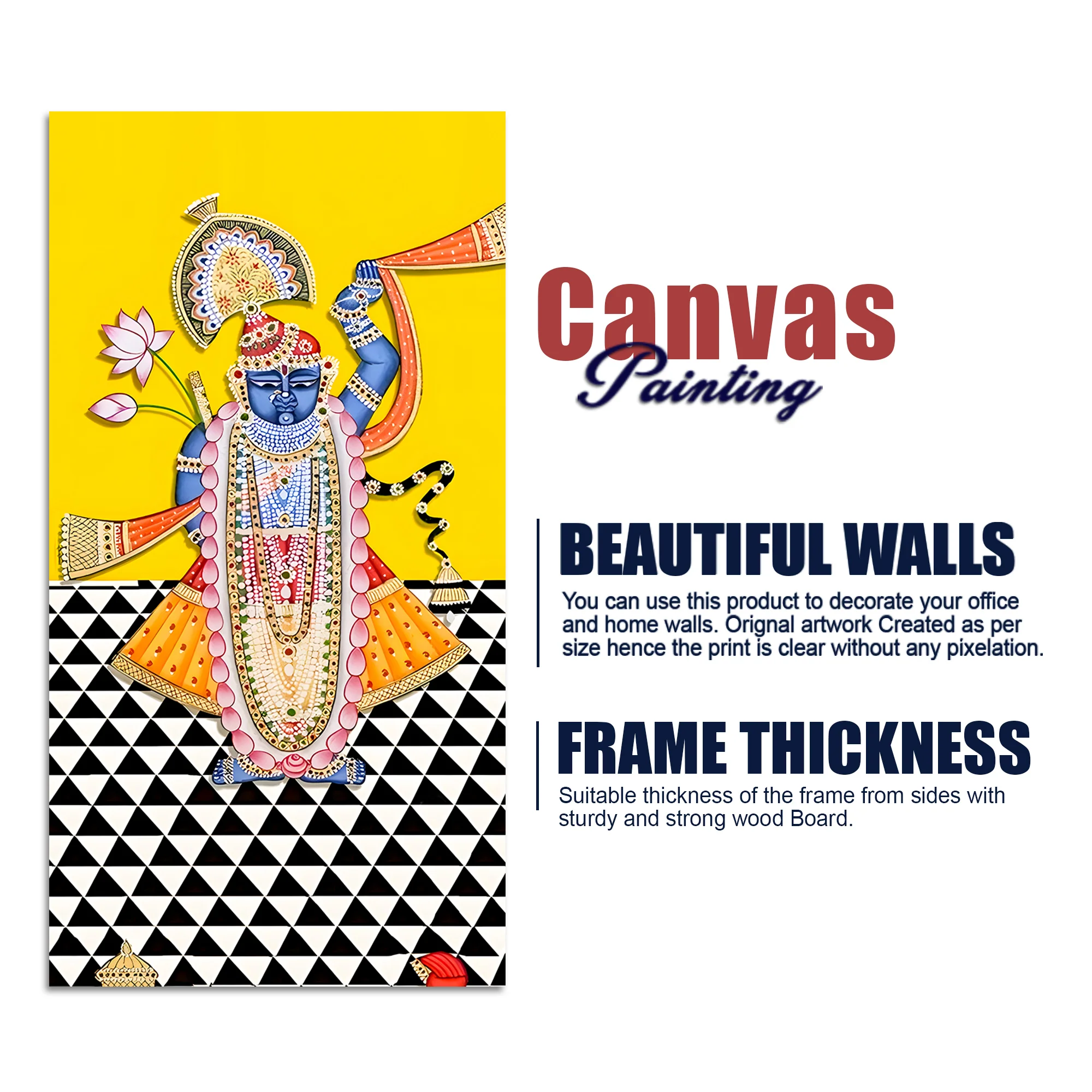 Shrinathji Pichwai Canvas Wall Painting | Indian Religious Wall Décor for Living Room - Image 7