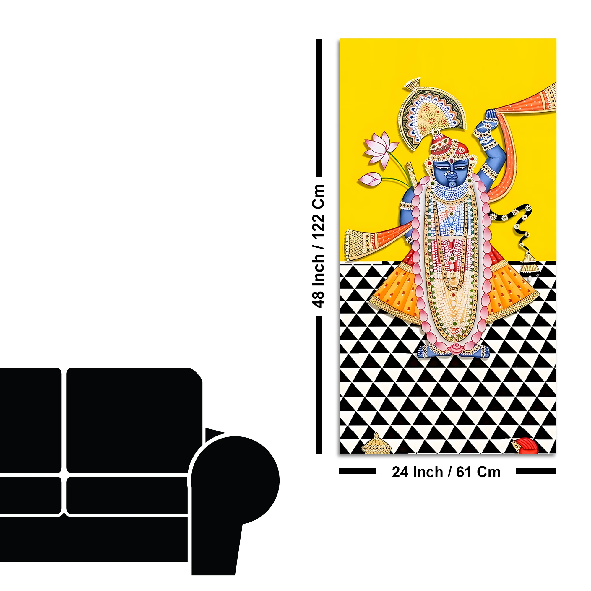 Shrinathji Pichwai Canvas Wall Painting | Indian Religious Wall Décor for Living Room - Image 8