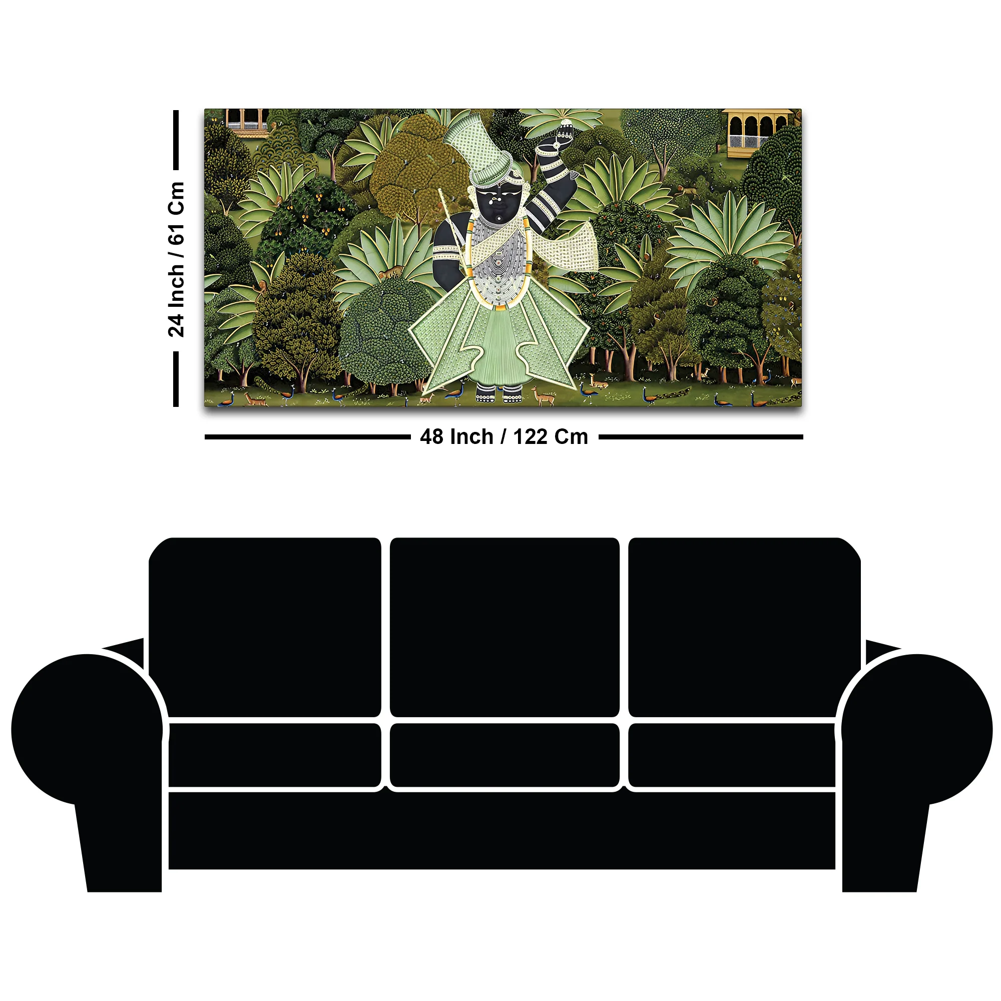 Shrinathji Pichwai Forest Scene Canvas Wall Painting - Image 8