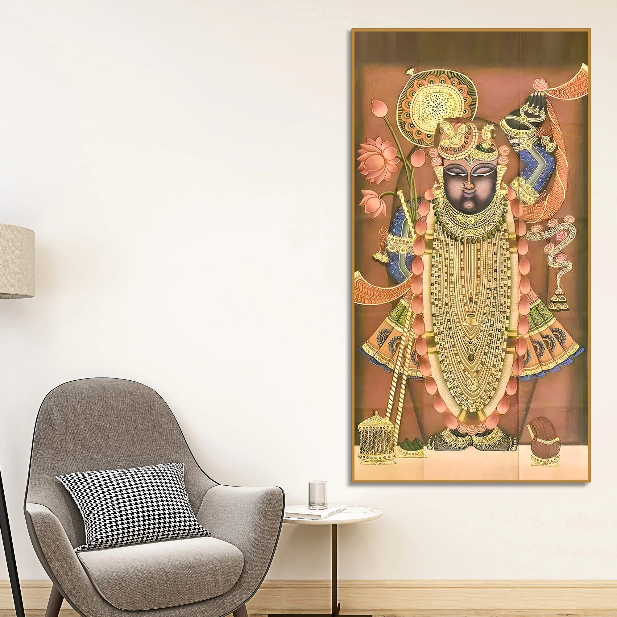 Shrinathji Pichwai Style Canvas Wall Painting | Nathdwara Art for Living Room Décor & Gifting