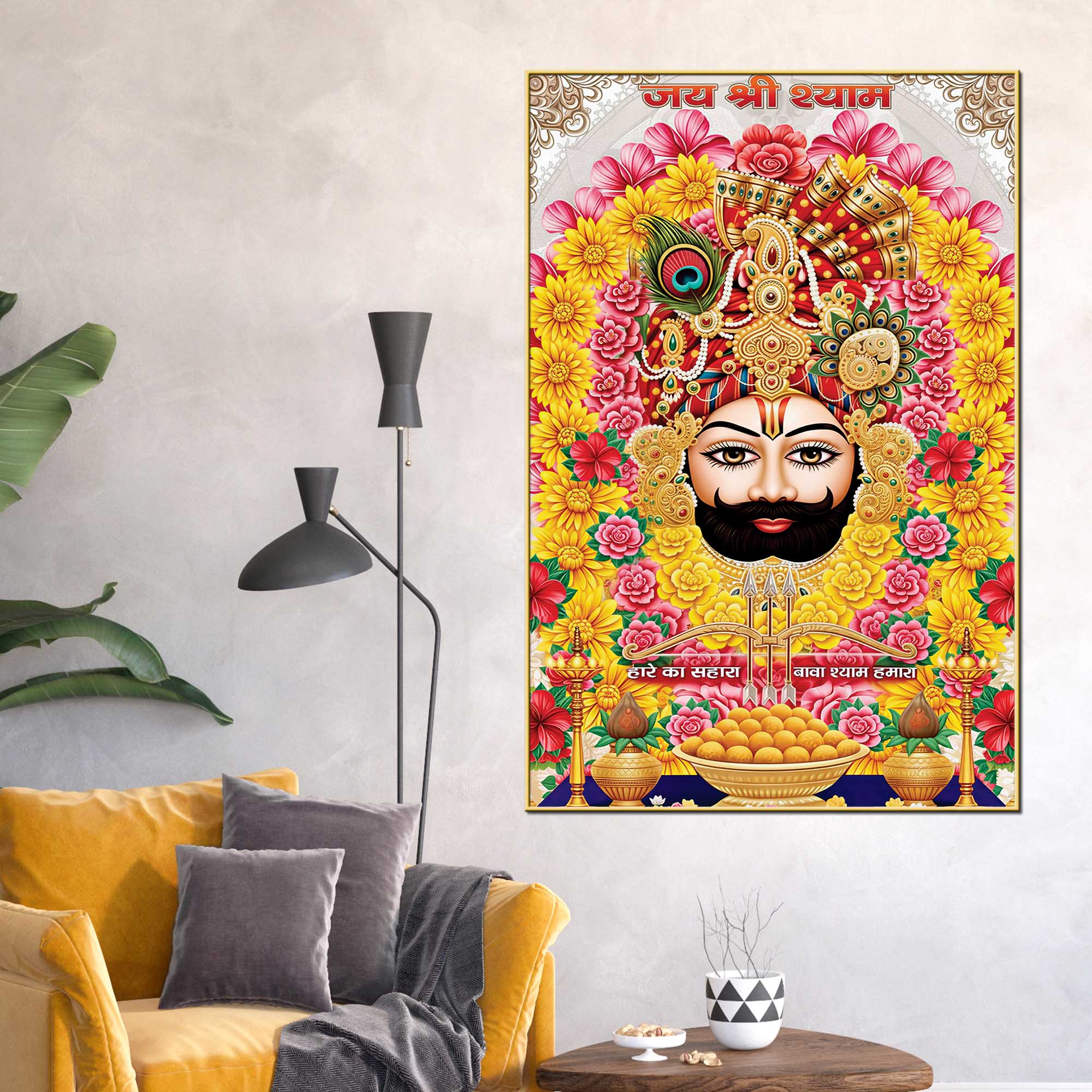 Shyam Baba Traditional Devotional Canvas Painting | Pooja Room Wall Decor - Image 2