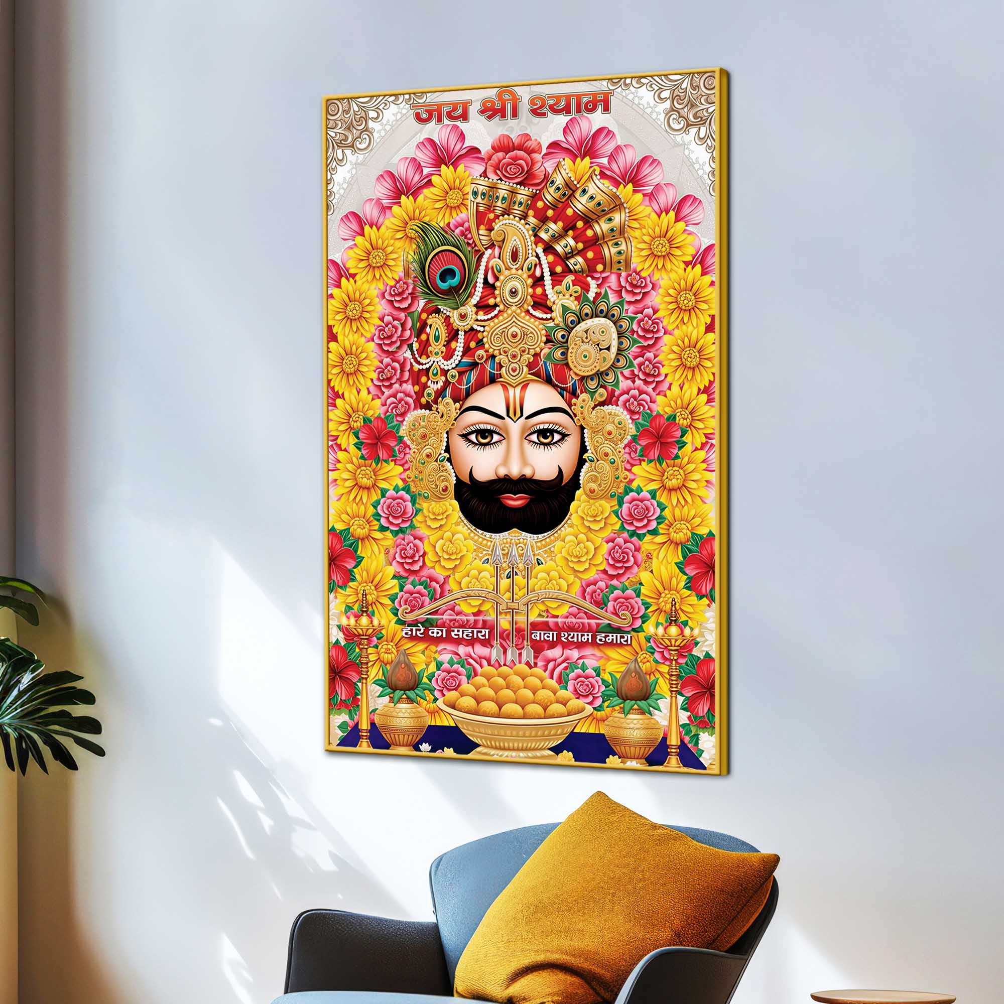 Shyam Baba Traditional Devotional Canvas Painting | Pooja Room Wall Decor - Image 3