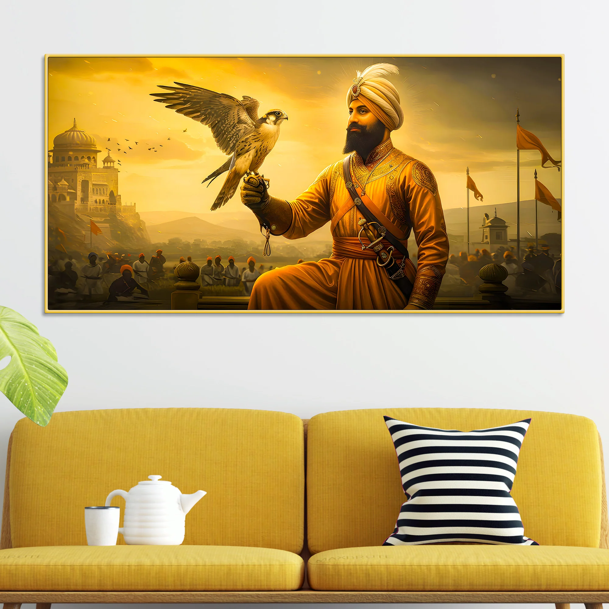 Sikh Guru Golden Canvas Wall Art for Living Room - Image 2