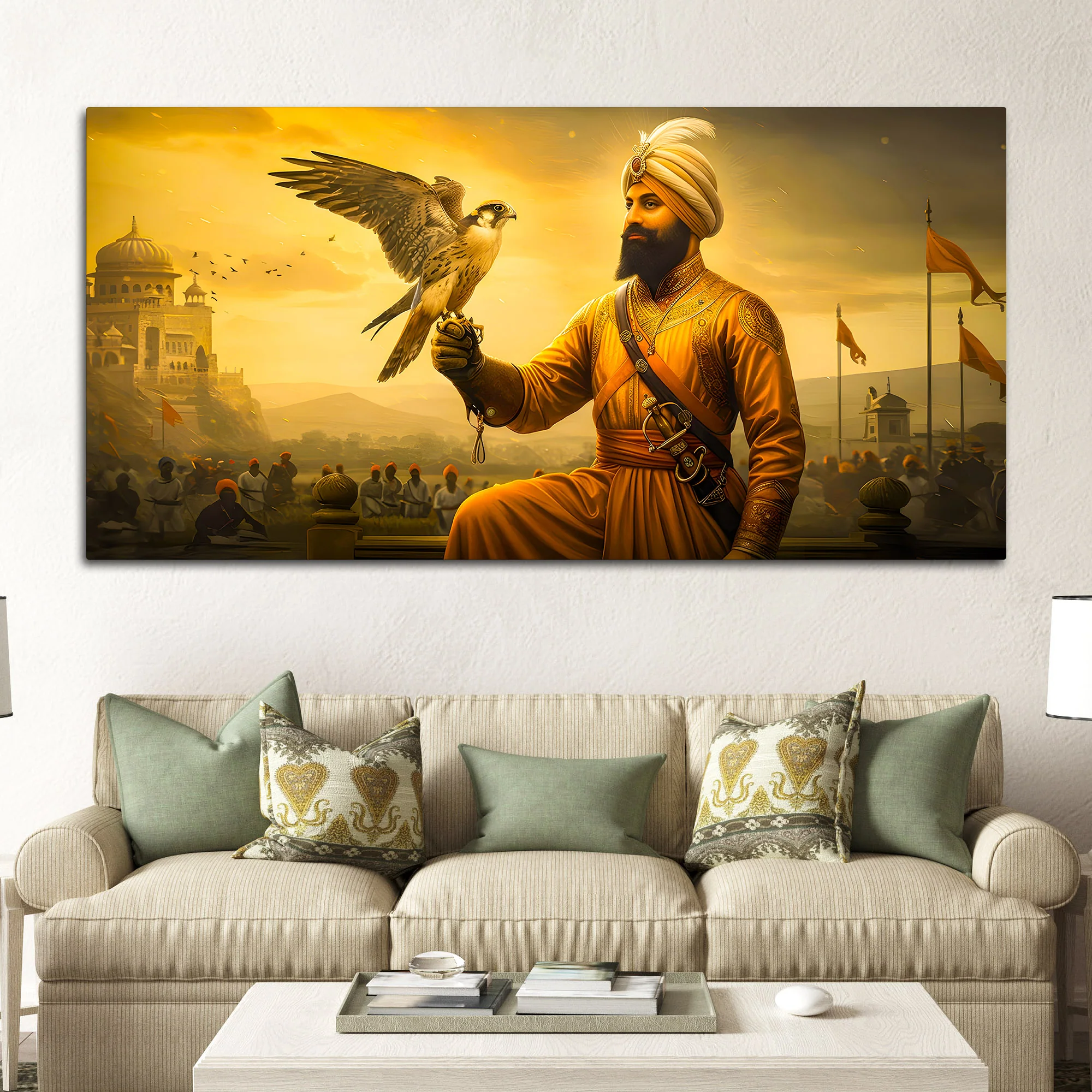 Sikh Guru Golden Canvas Wall Art for Living Room - Image 3