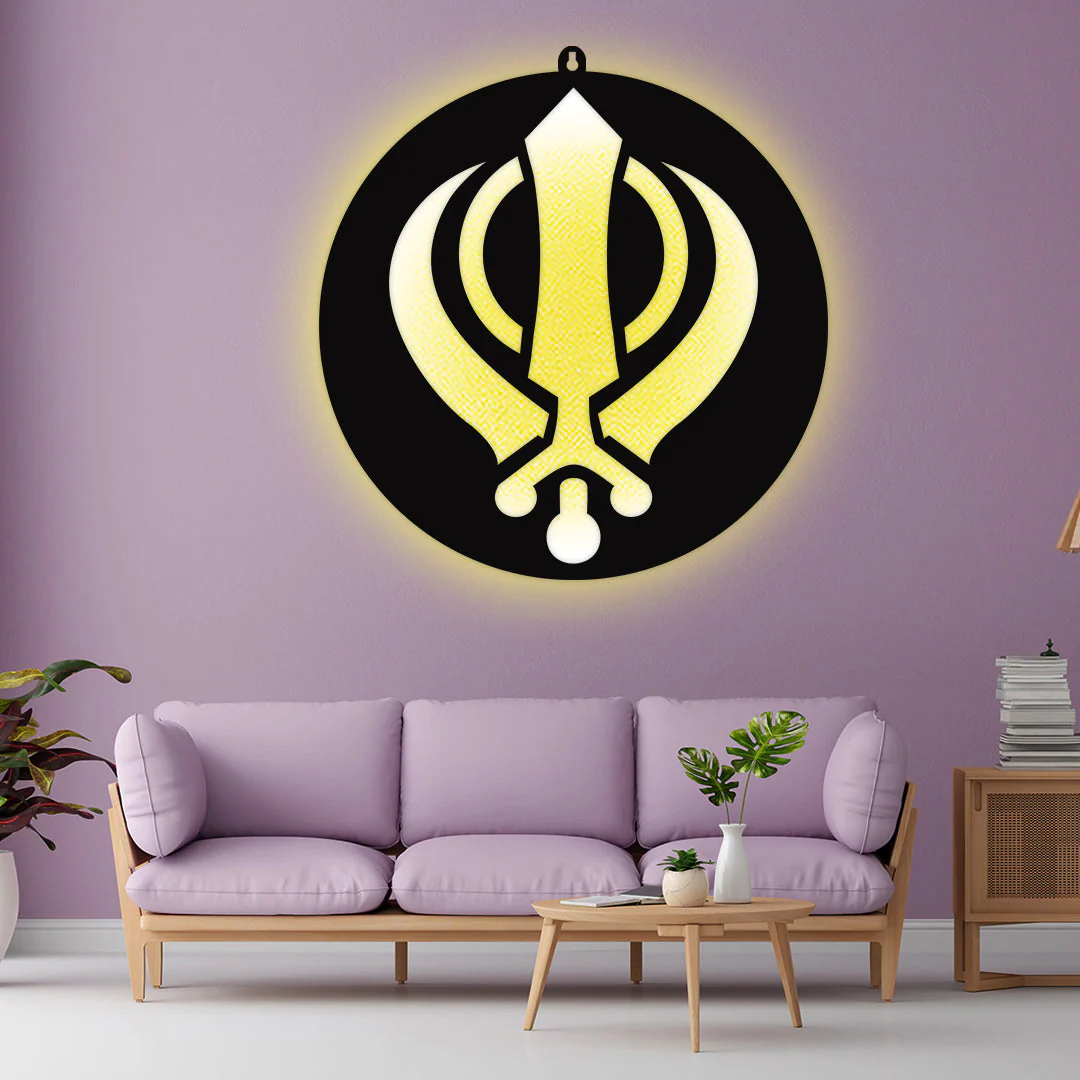 Sikh Religious Symbol LED Wall Hanging for Wall Decor - Image 3