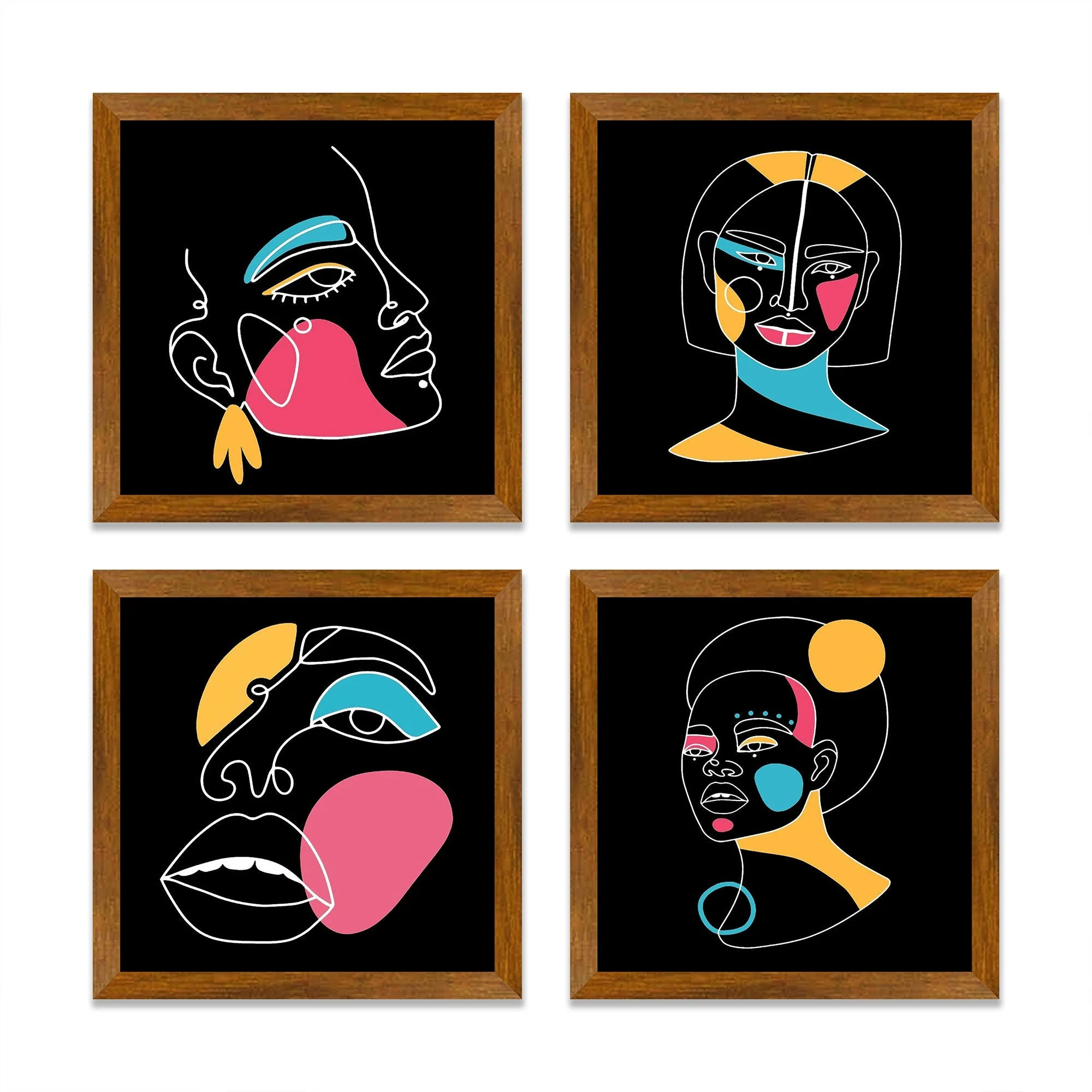 Silhouette Women Portraits Wall Art Wooden Wall Frame Set of Four - Image 3