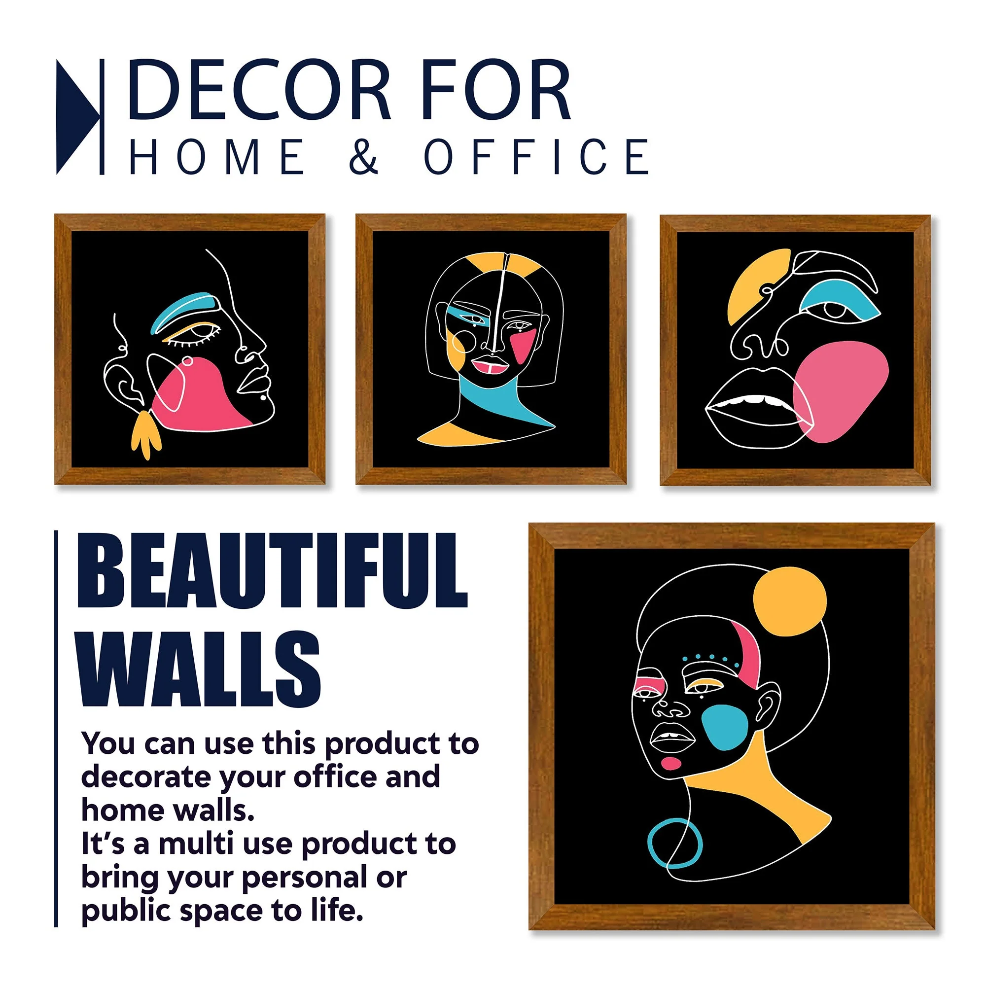 Silhouette Women Portraits Wall Art Wooden Wall Frame Set of Four - Image 4