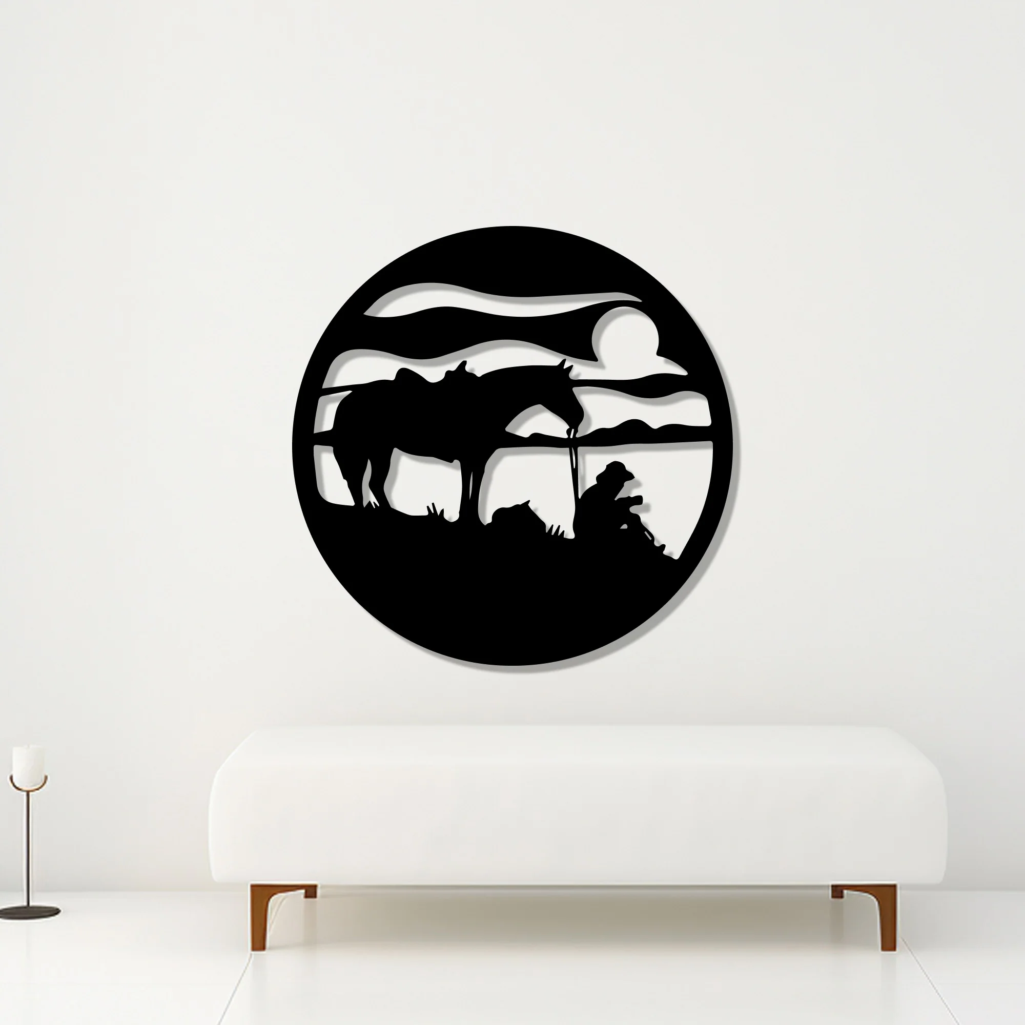 Silhouettes of Man & Horse Metal Art Wall Decor - Image 2