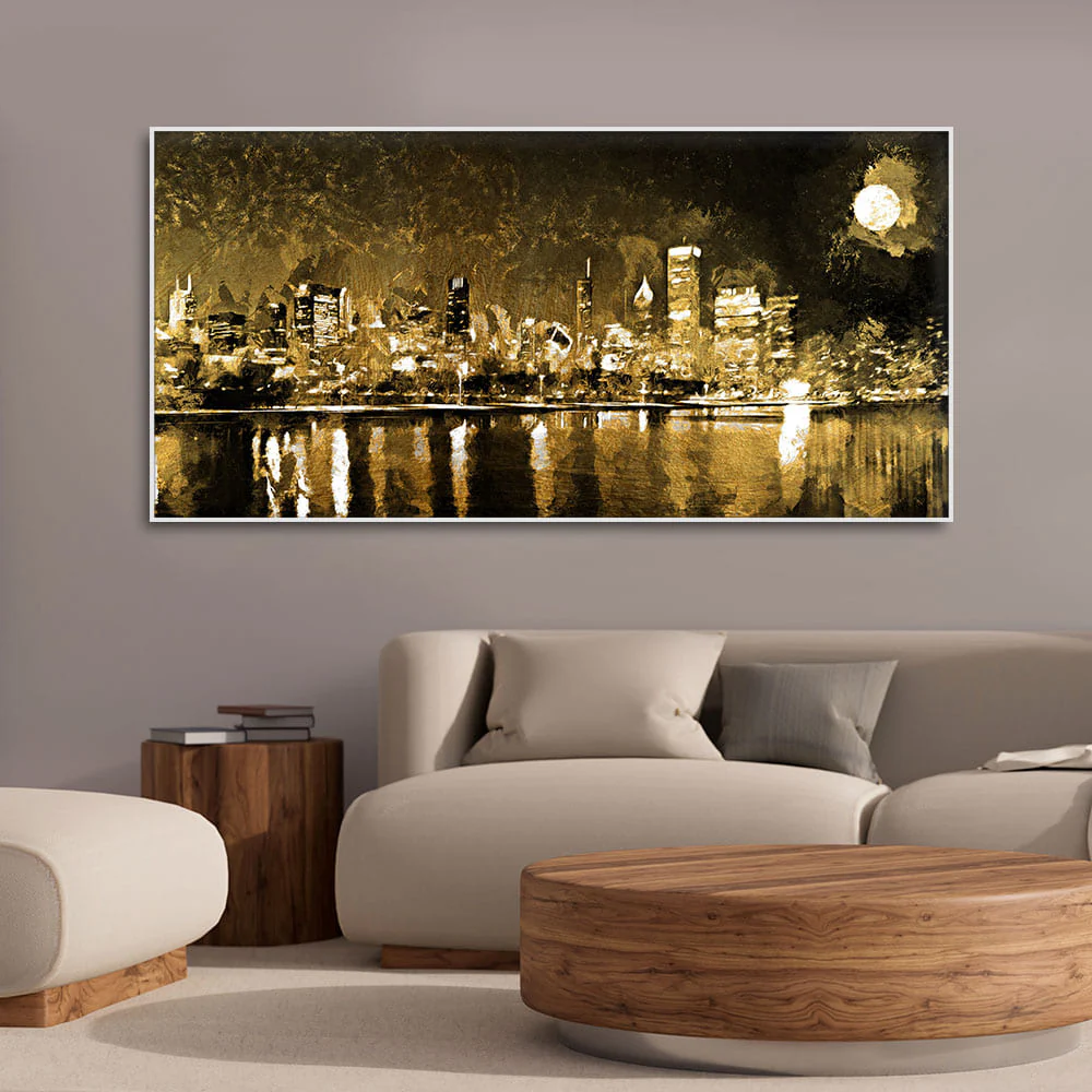 Skyline Night view Premium Canvas Wall Painting - Image 3
