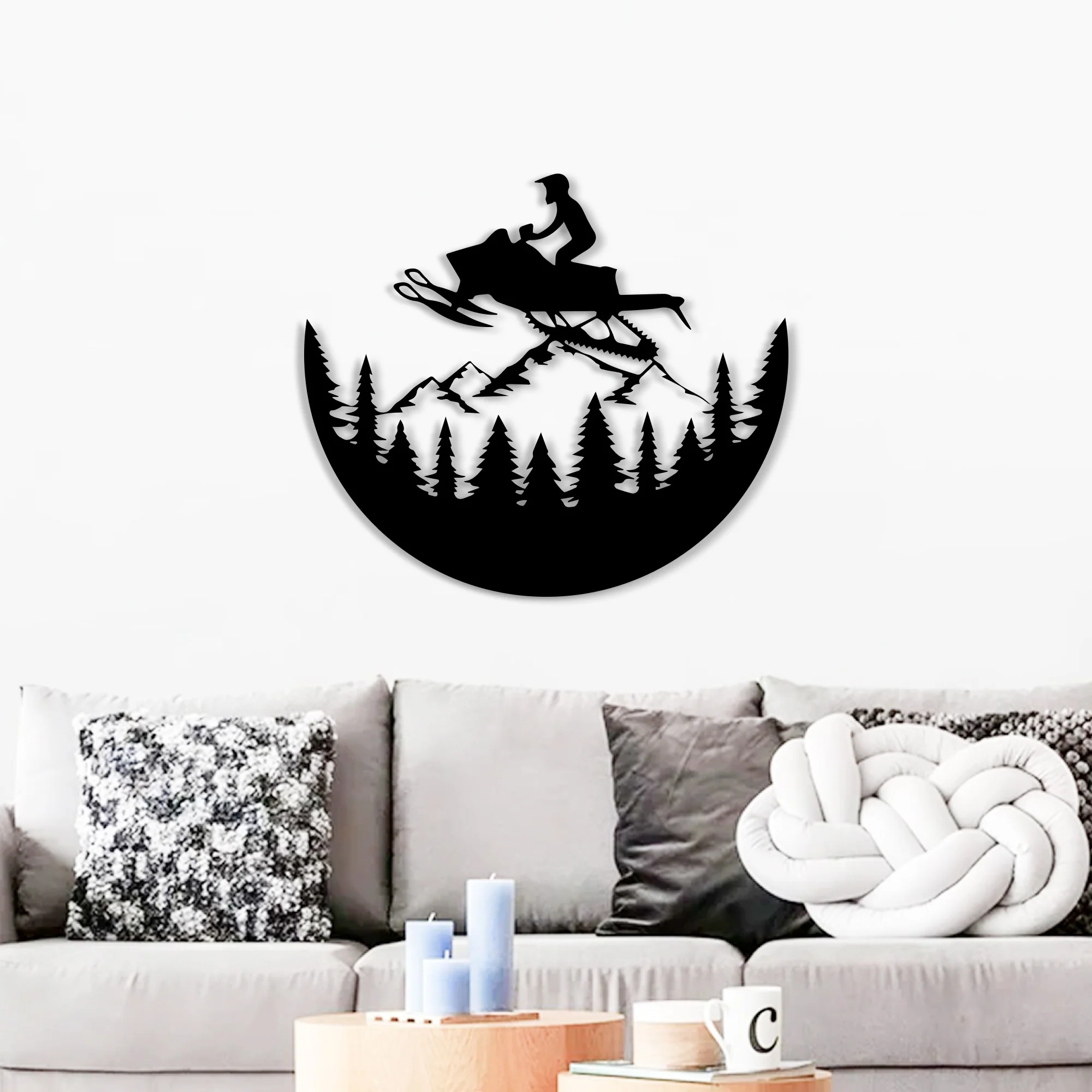 Snowmobile Mountain Rider Metal Art Wall Decor - Image 2