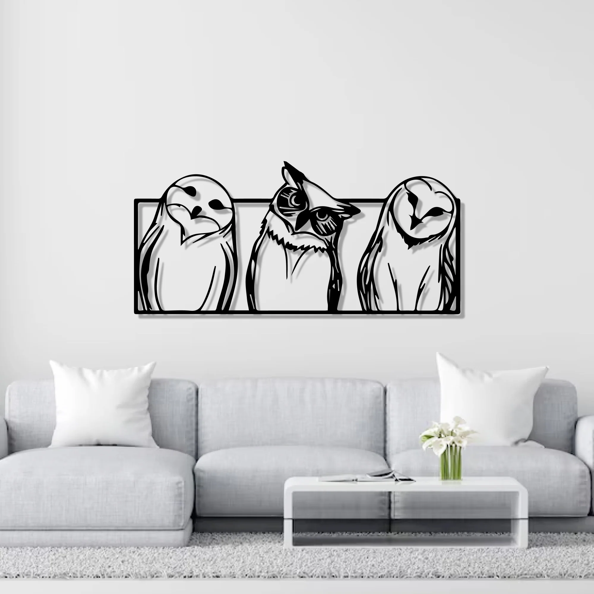 Snowy Owl Modern Design Metal Art Wall Decor