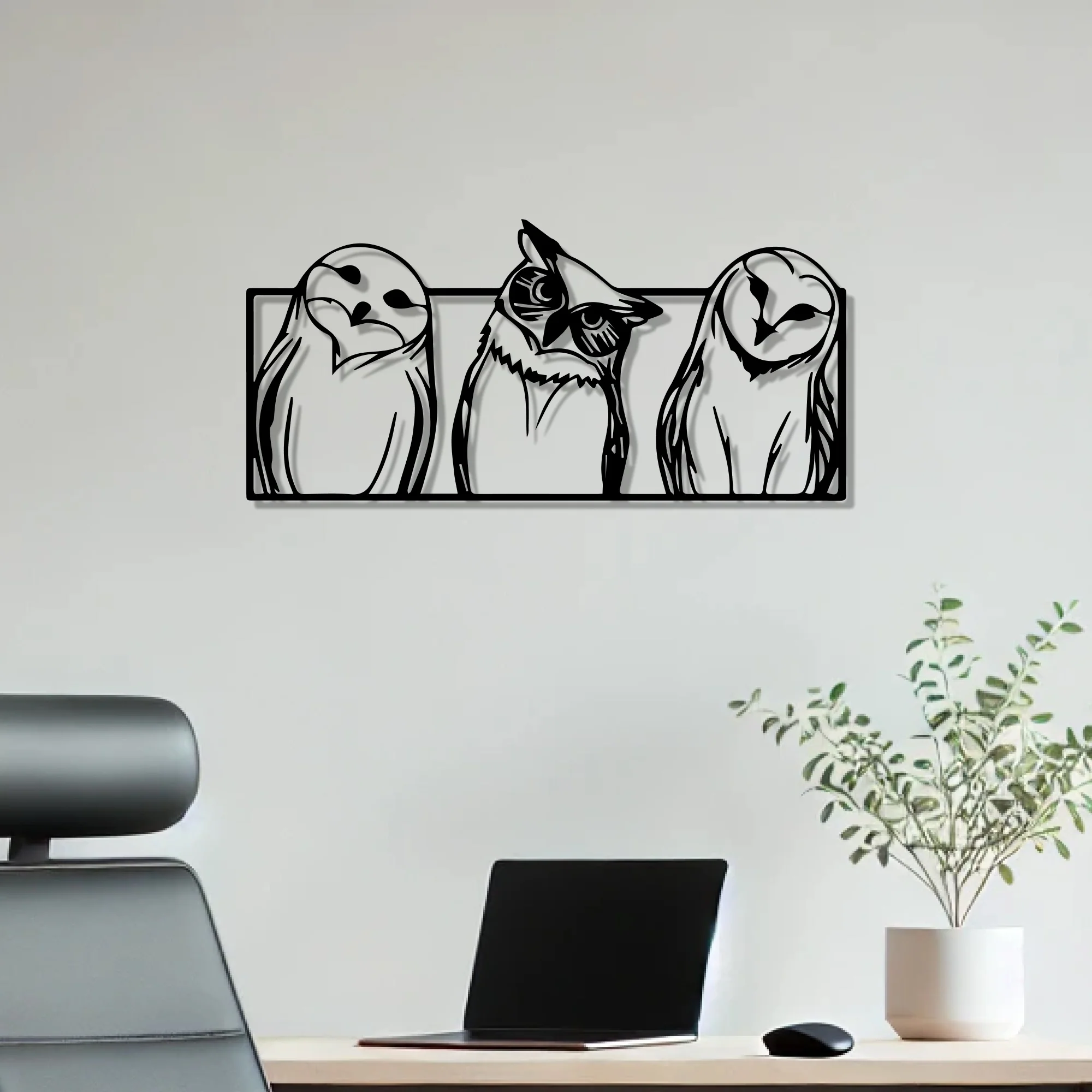 Snowy Owl Modern Design Metal Art Wall Decor - Image 3