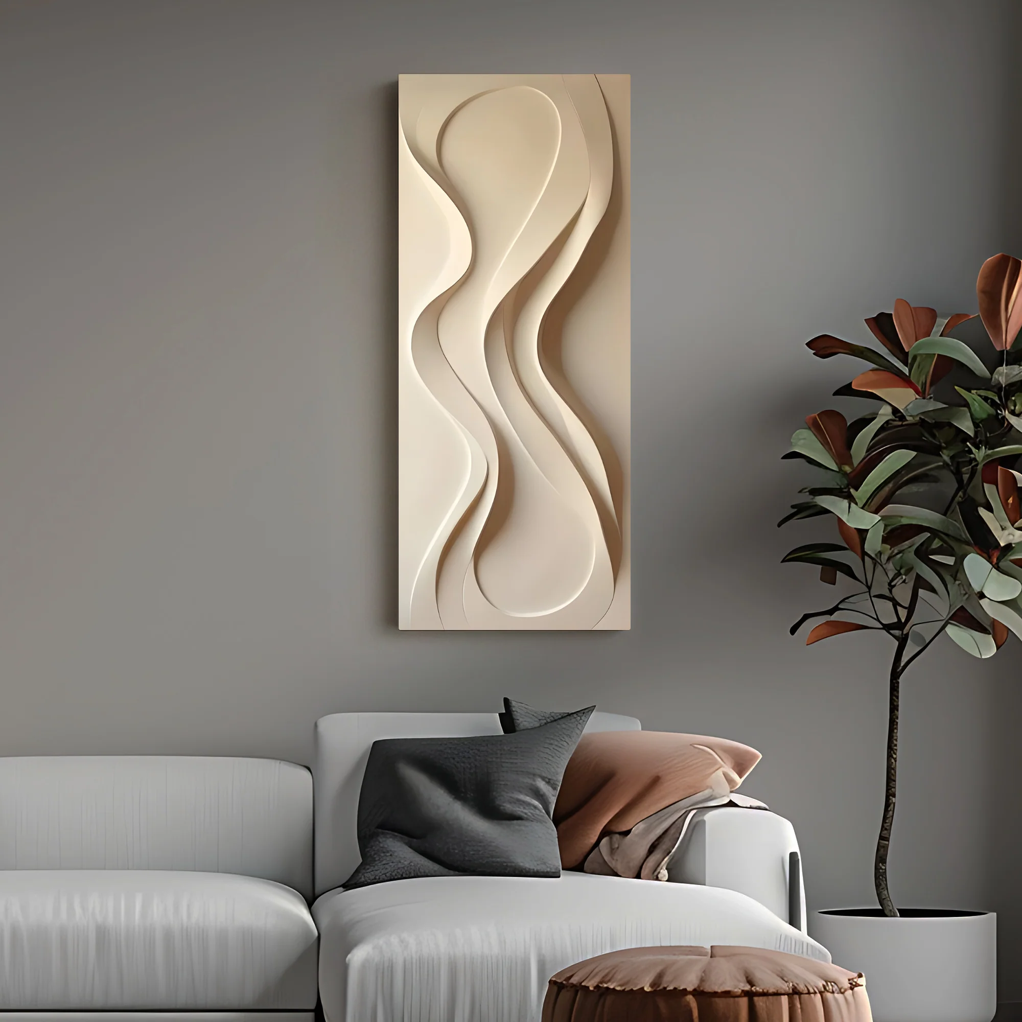 Soft Ripple Textured Fluid Form 3D Wall Art Home Decor - Image 3