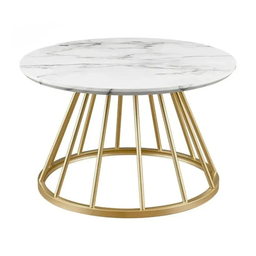 Sophisticated Marble Center Table with Golden Metal Frame - Image 4