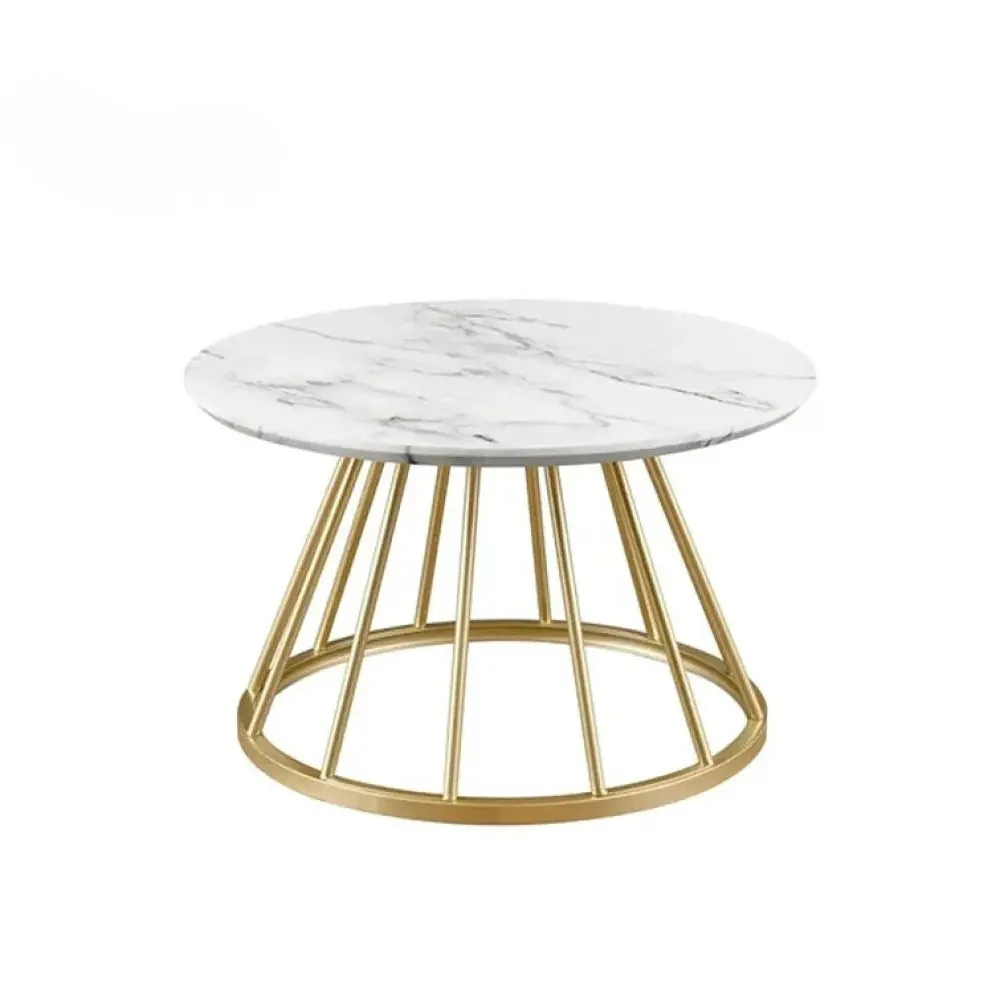 Sophisticated Marble Center Table with Golden Metal Frame - Image 5