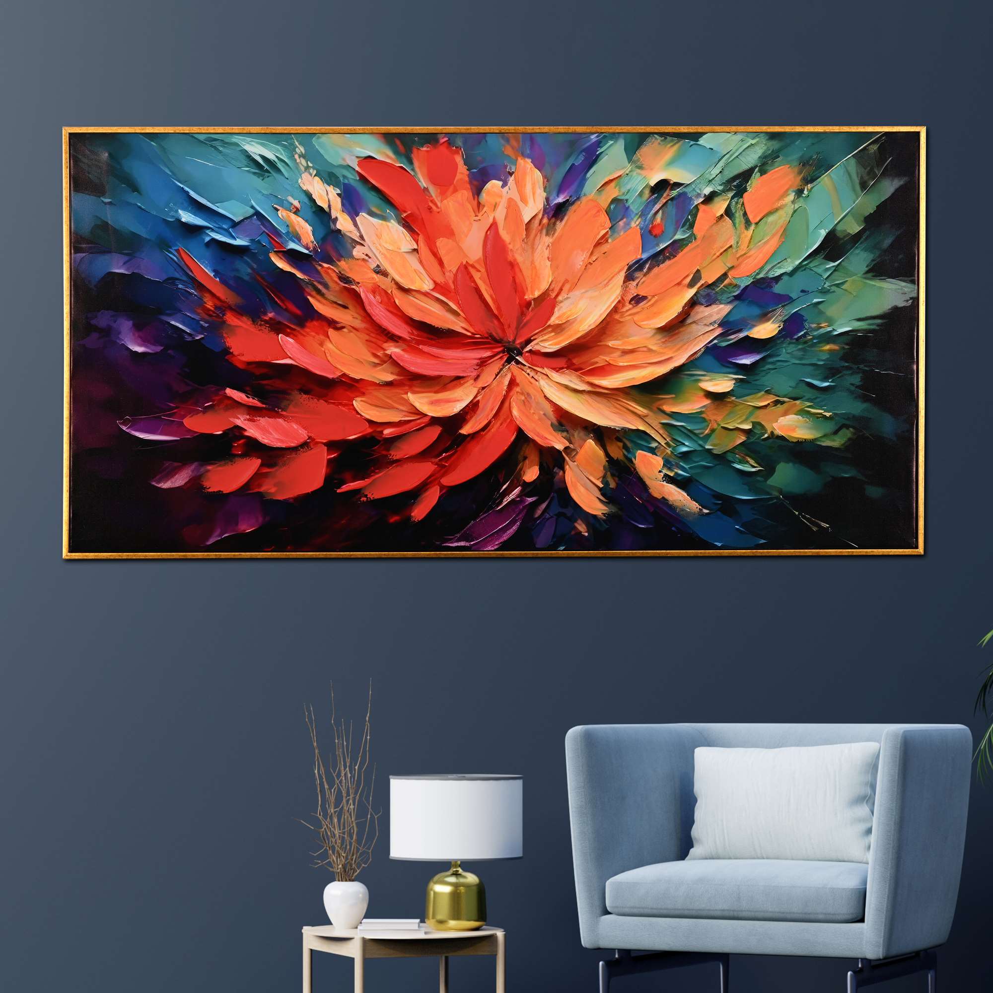Spark in Bloom Hand Painted Wall Painting with Floating Frame - Image 3