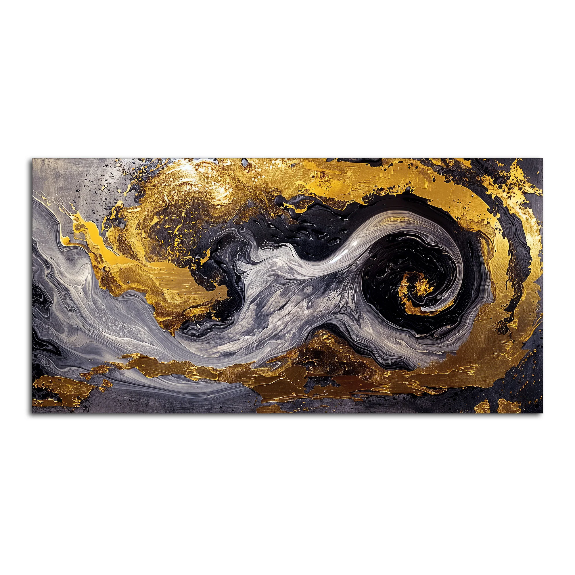 Spectacular Dark Black and Golden Abstract Wooden Wall Painting - Image 4