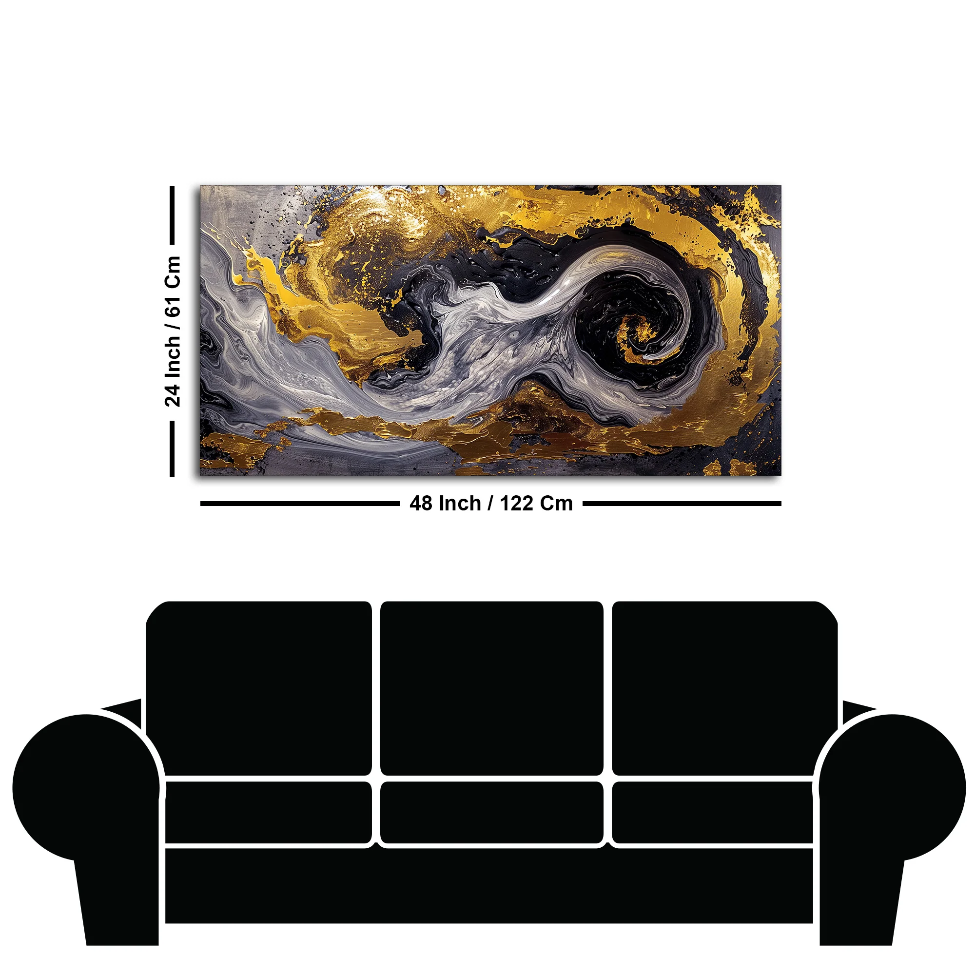 Spectacular Dark Black and Golden Abstract Wooden Wall Painting - Image 7