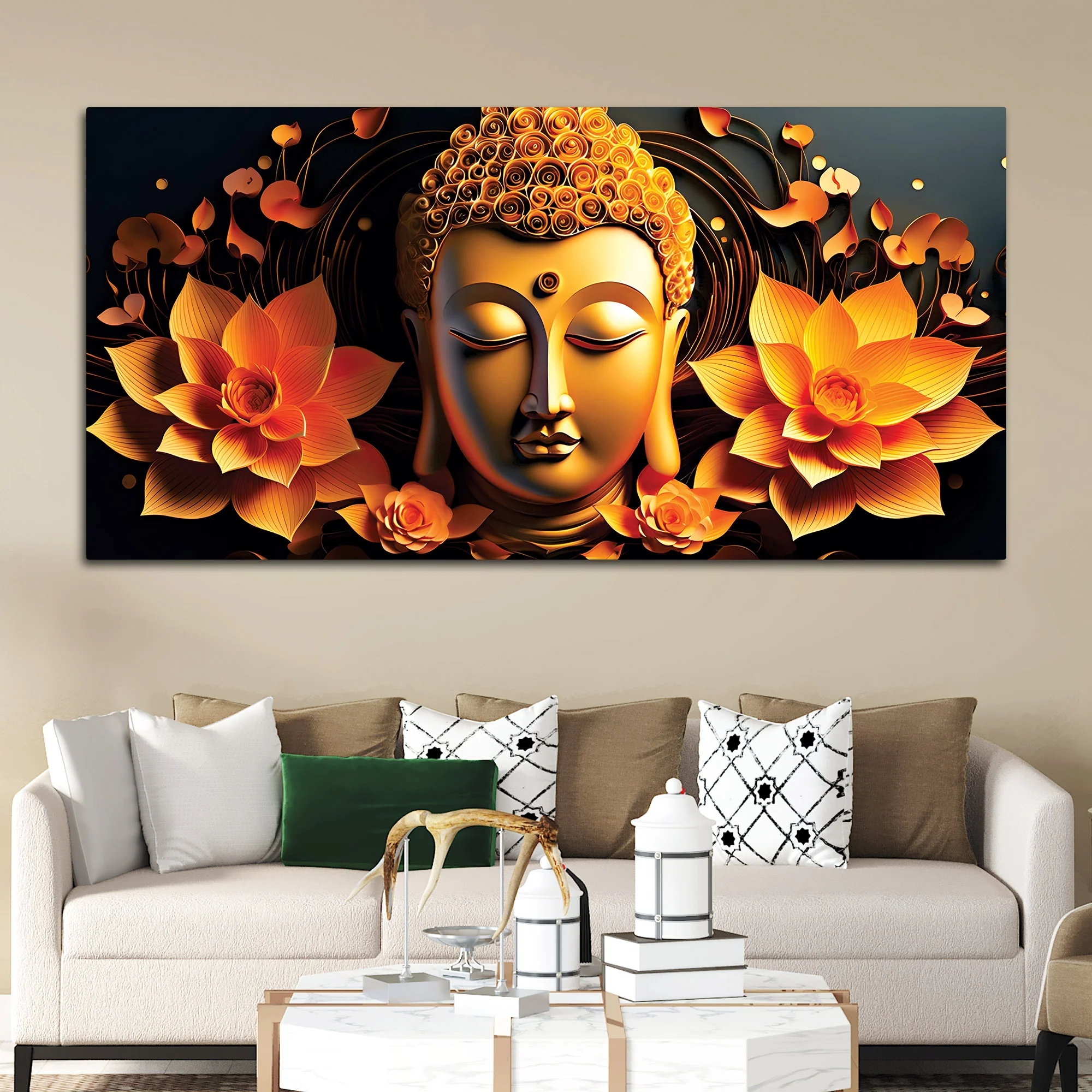 Spiritual Buddha Canvas Painting for Peaceful Interiors - Image 3