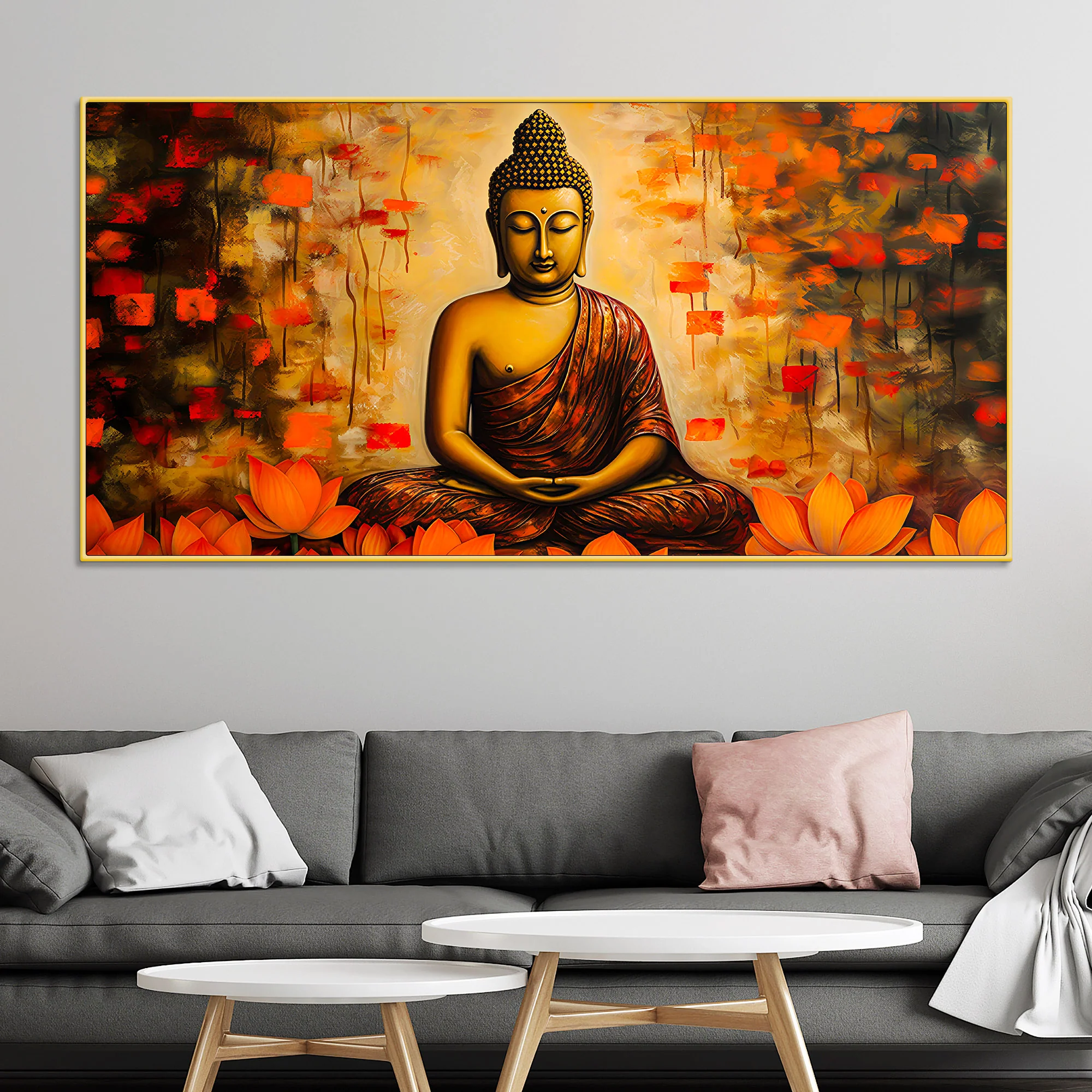 Spiritual Buddha Canvas Wall Painting for Calm Home Decor