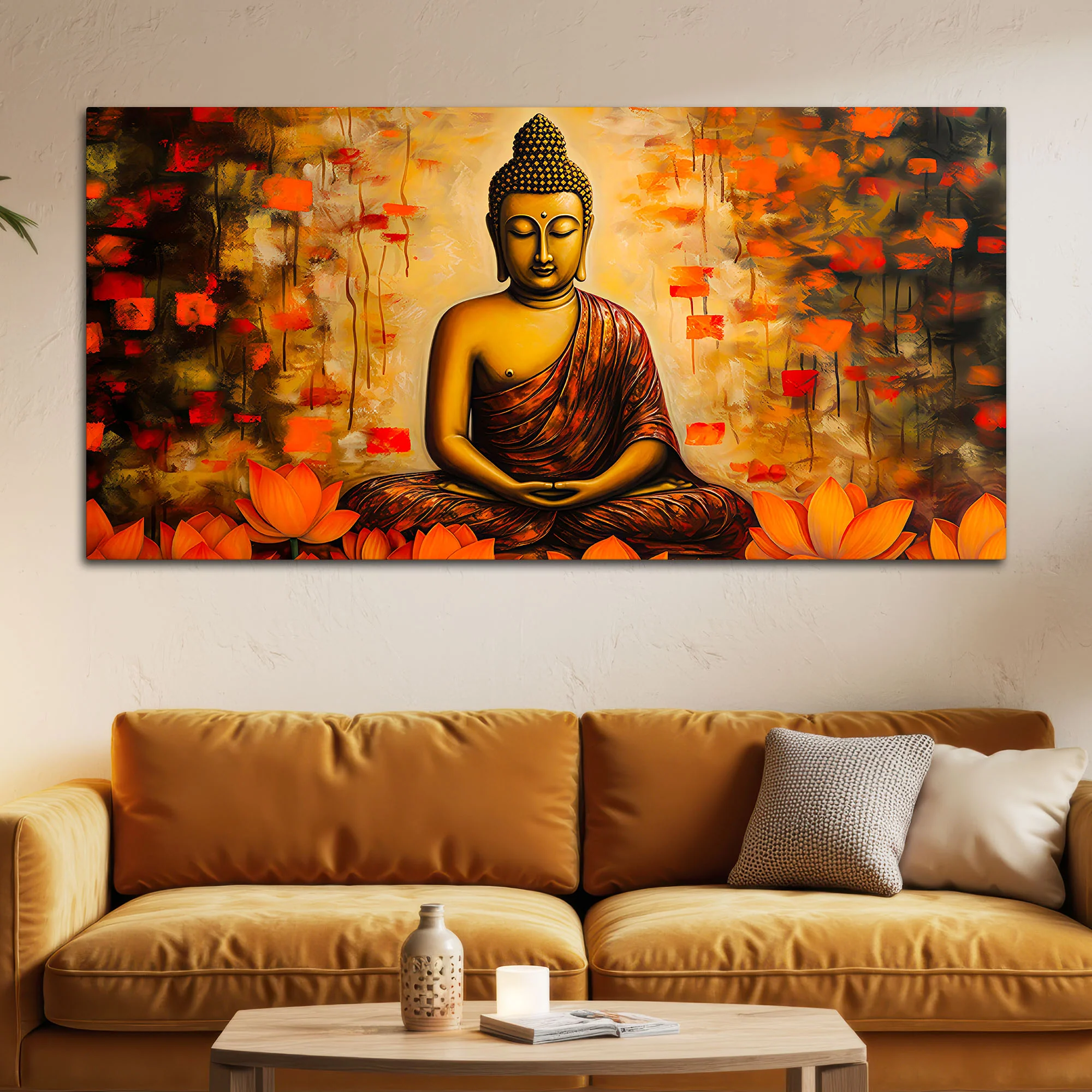 Spiritual Buddha Canvas Wall Painting for Calm Home Decor - Image 3
