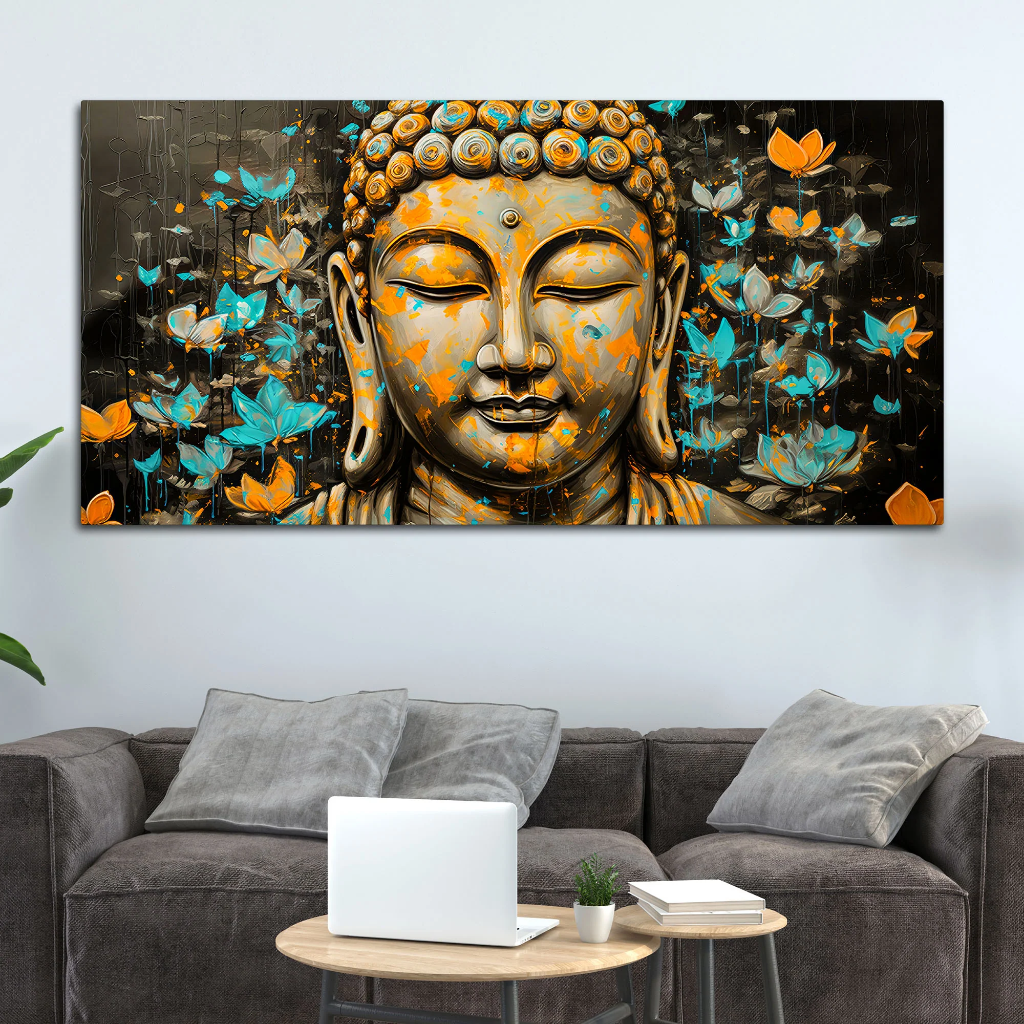 Spiritual Buddha Canvas Wall Painting for Home & Office Decor - Image 3
