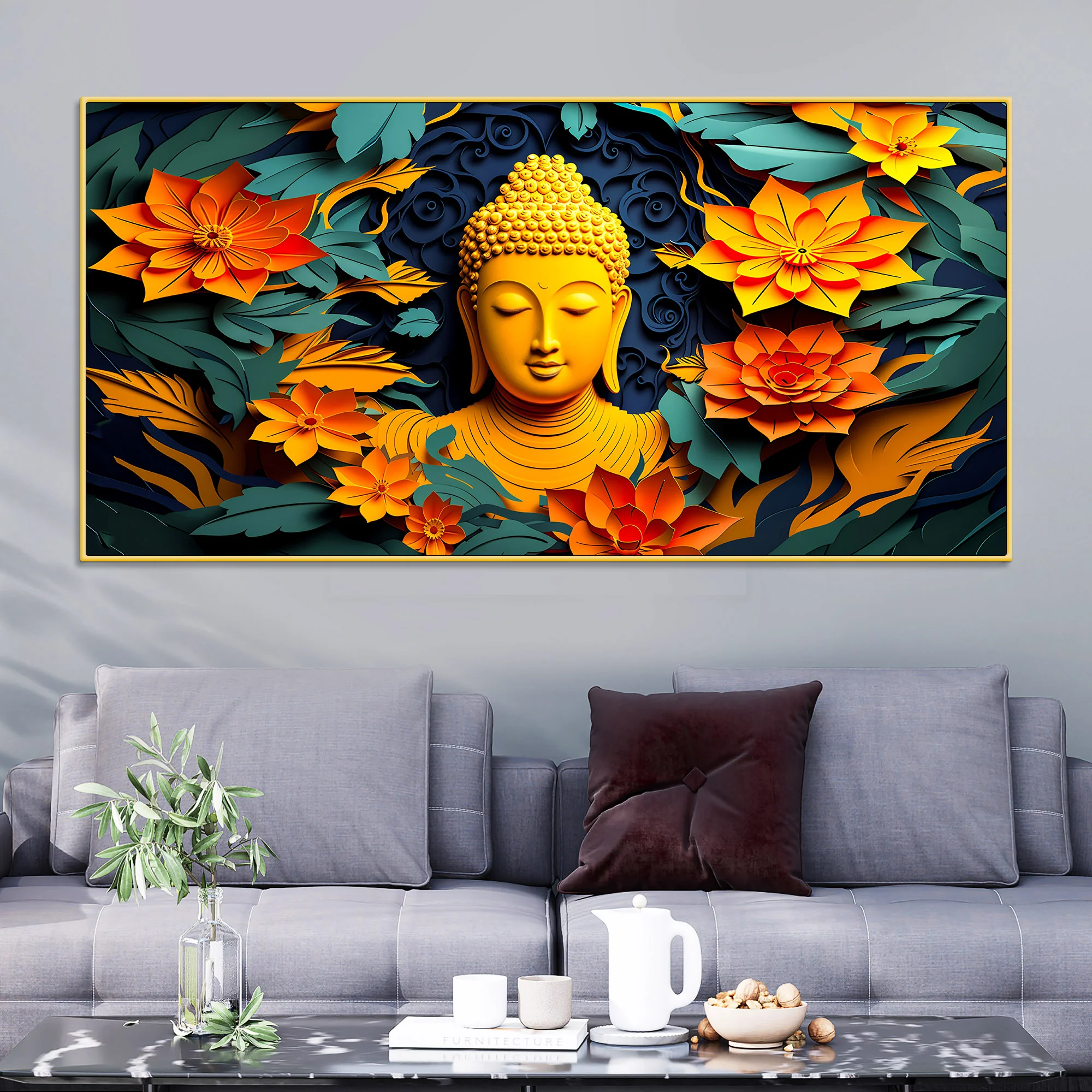 Spiritual Buddha Canvas Wall Painting for Serene Living Spaces - Image 2