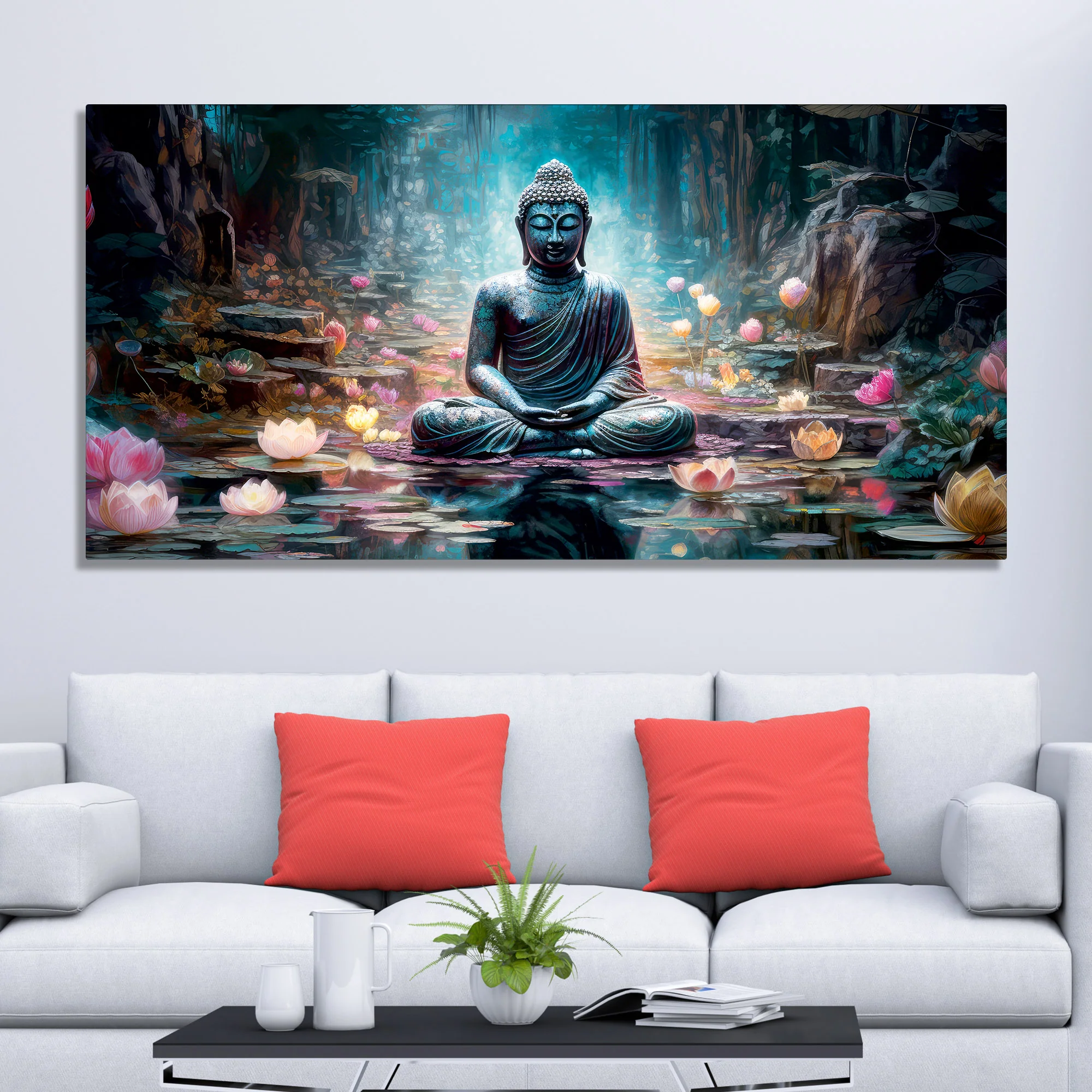 Spiritual Buddha Statue Premium Canvas Wall Painting - Image 3