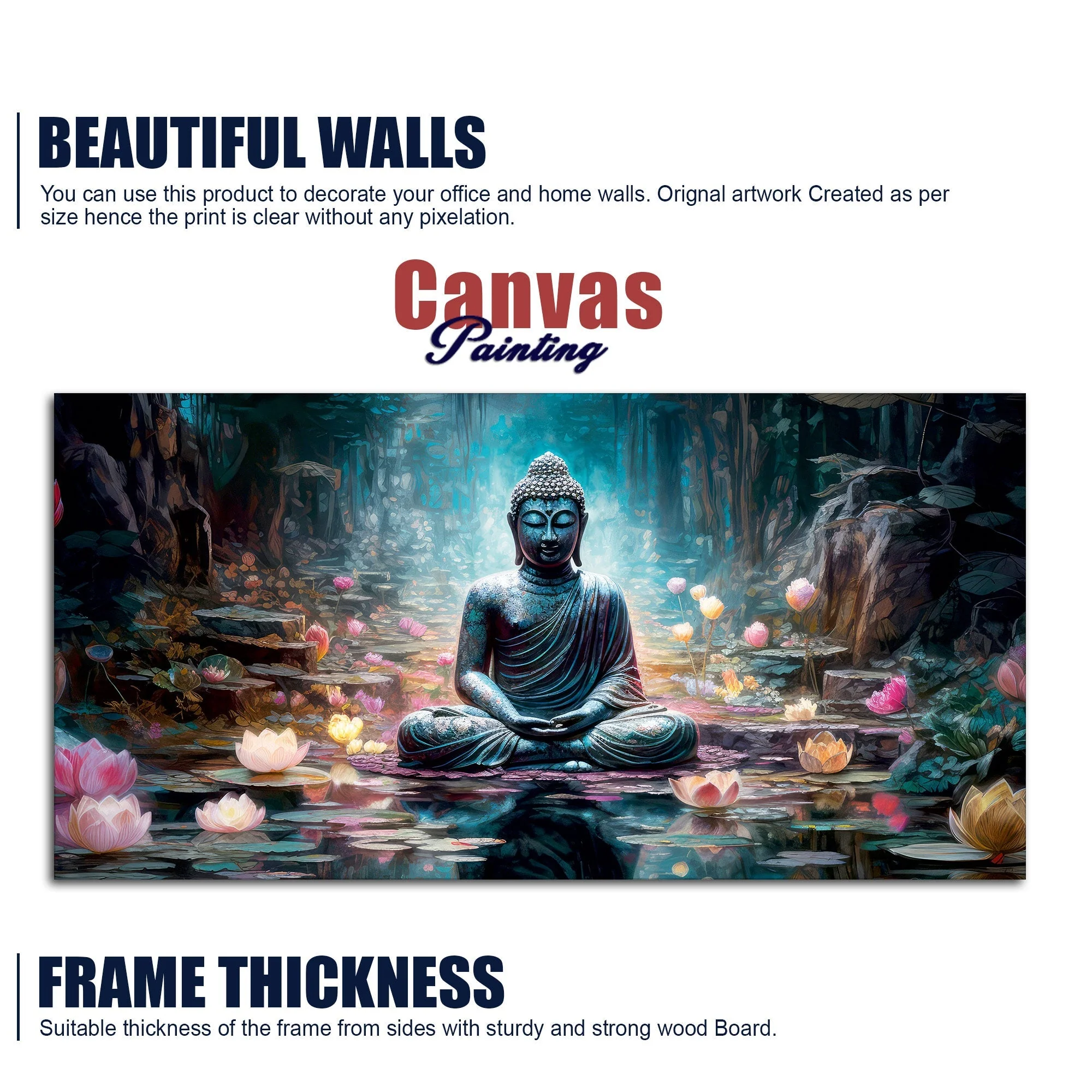Spiritual Buddha Statue Premium Canvas Wall Painting - Image 6