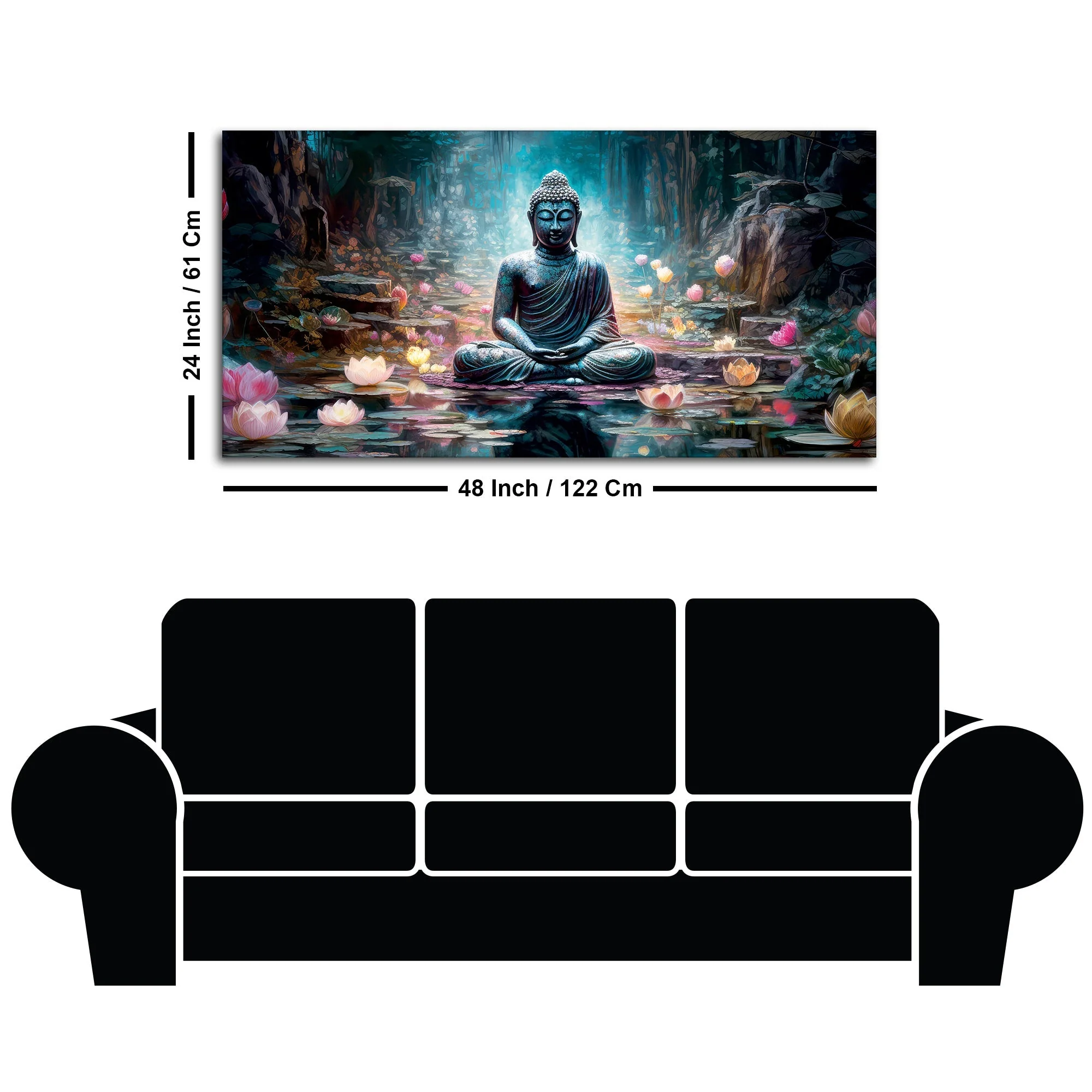 Spiritual Buddha Statue Premium Canvas Wall Painting - Image 7