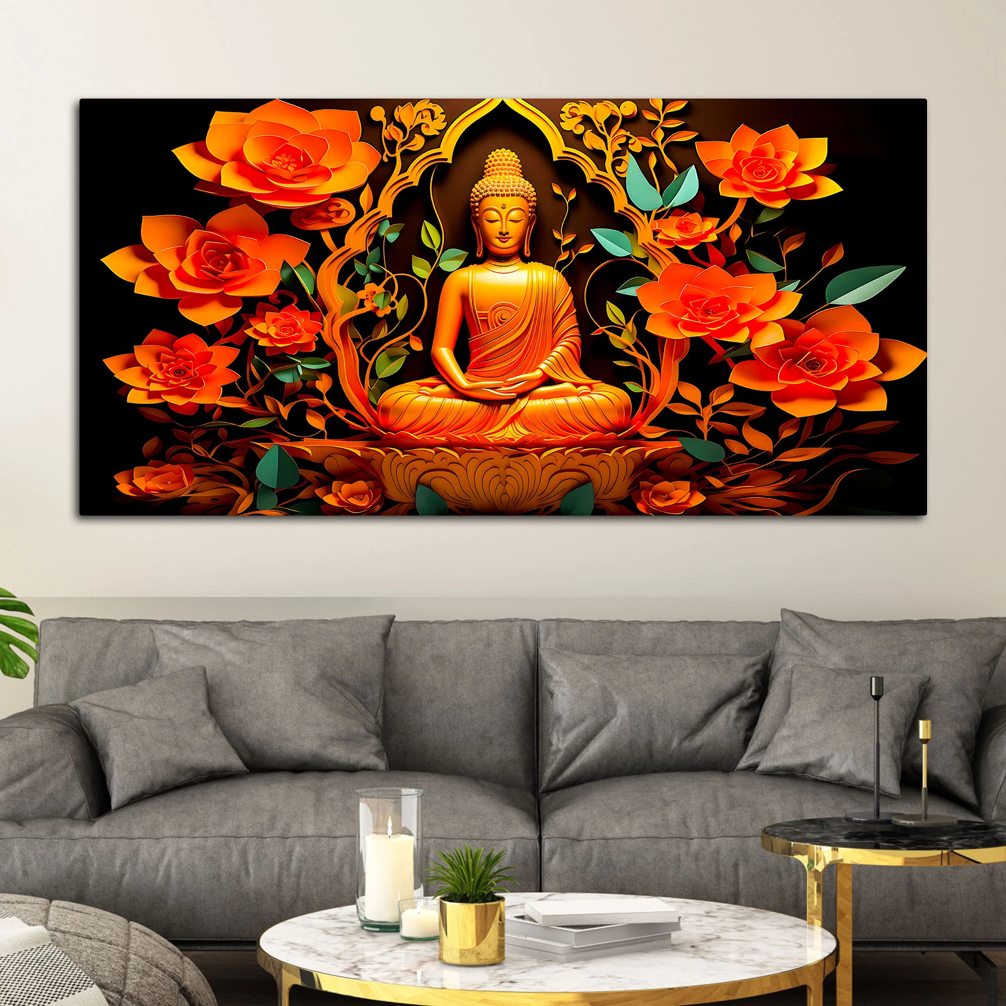 Spiritual Buddha Wall Painting for Modern Home Interiors - Image 3