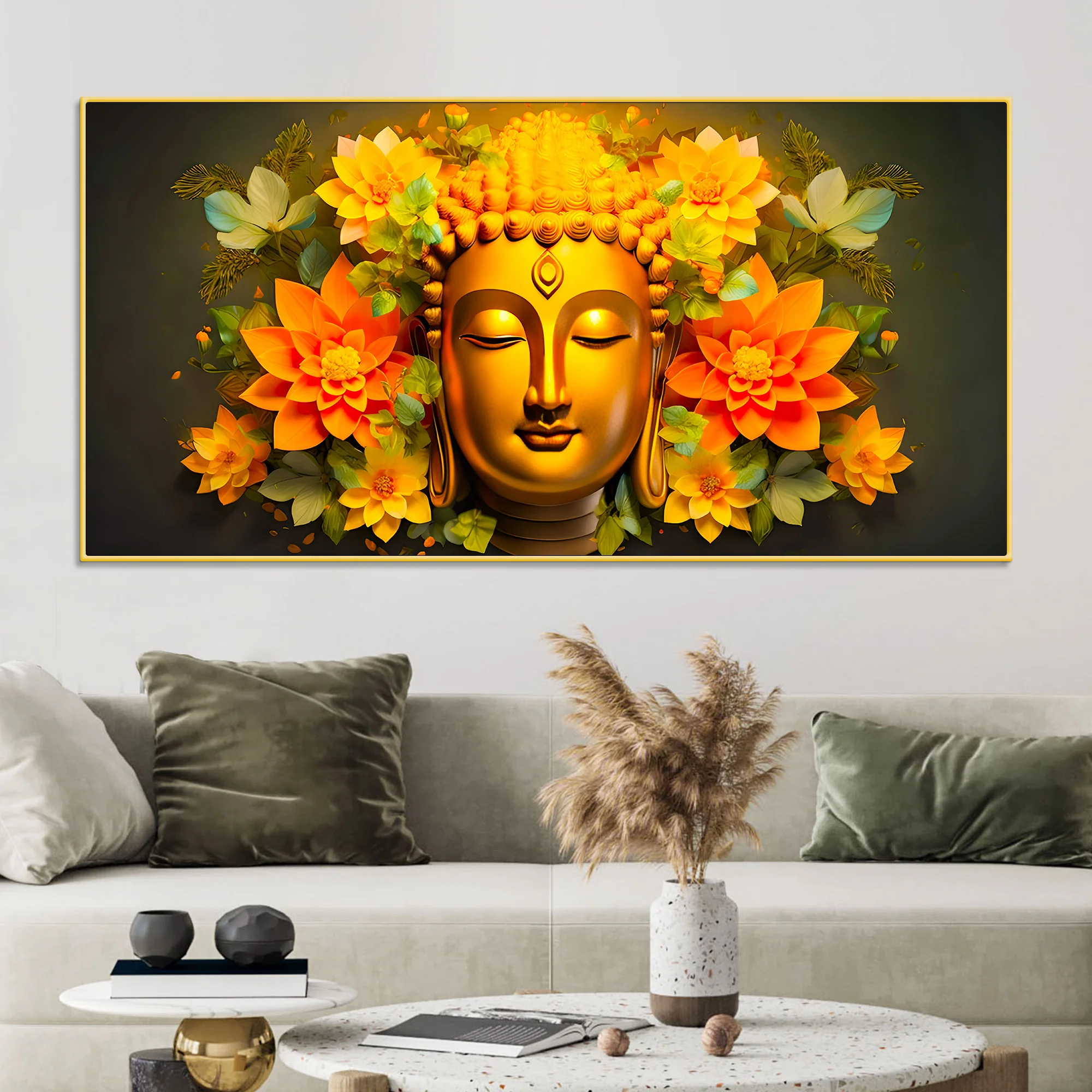 Spiritual Buddha Wall Painting on Canvas for Home & Office - Image 2