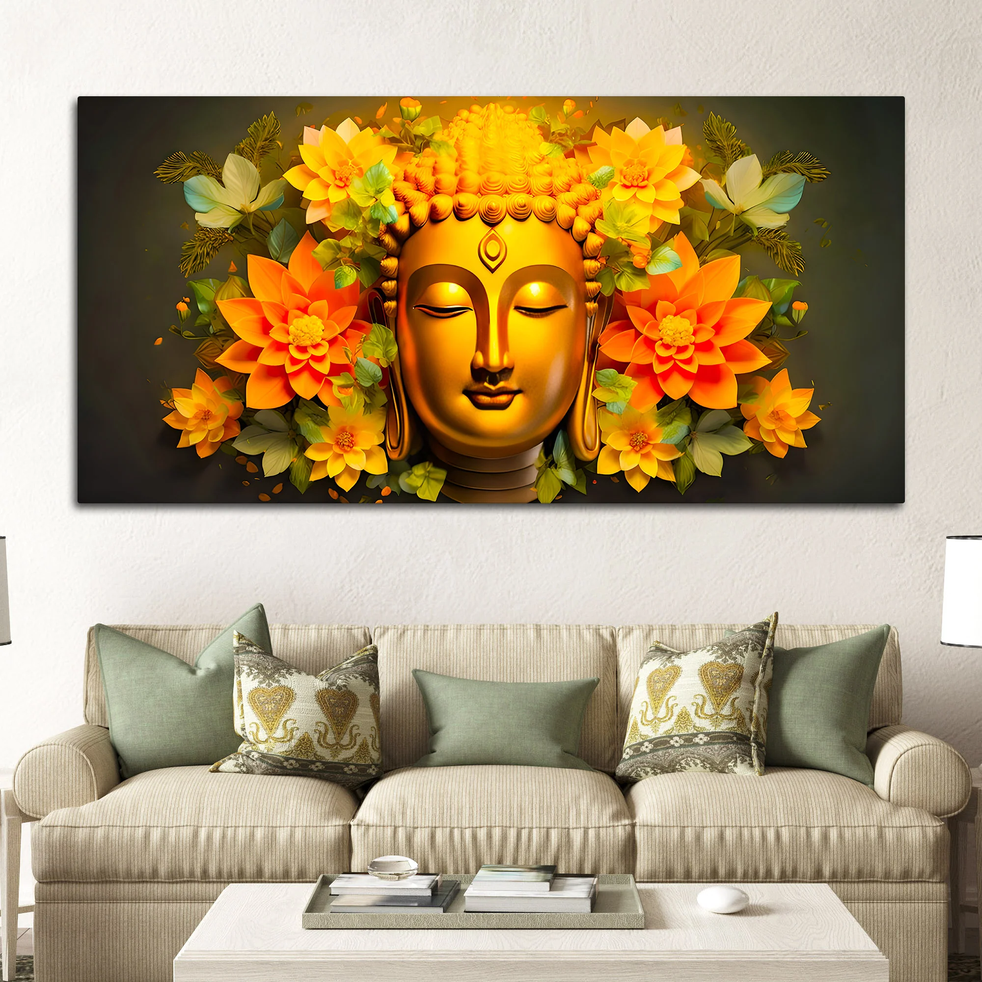 Spiritual Buddha Wall Painting on Canvas for Home & Office - Image 3