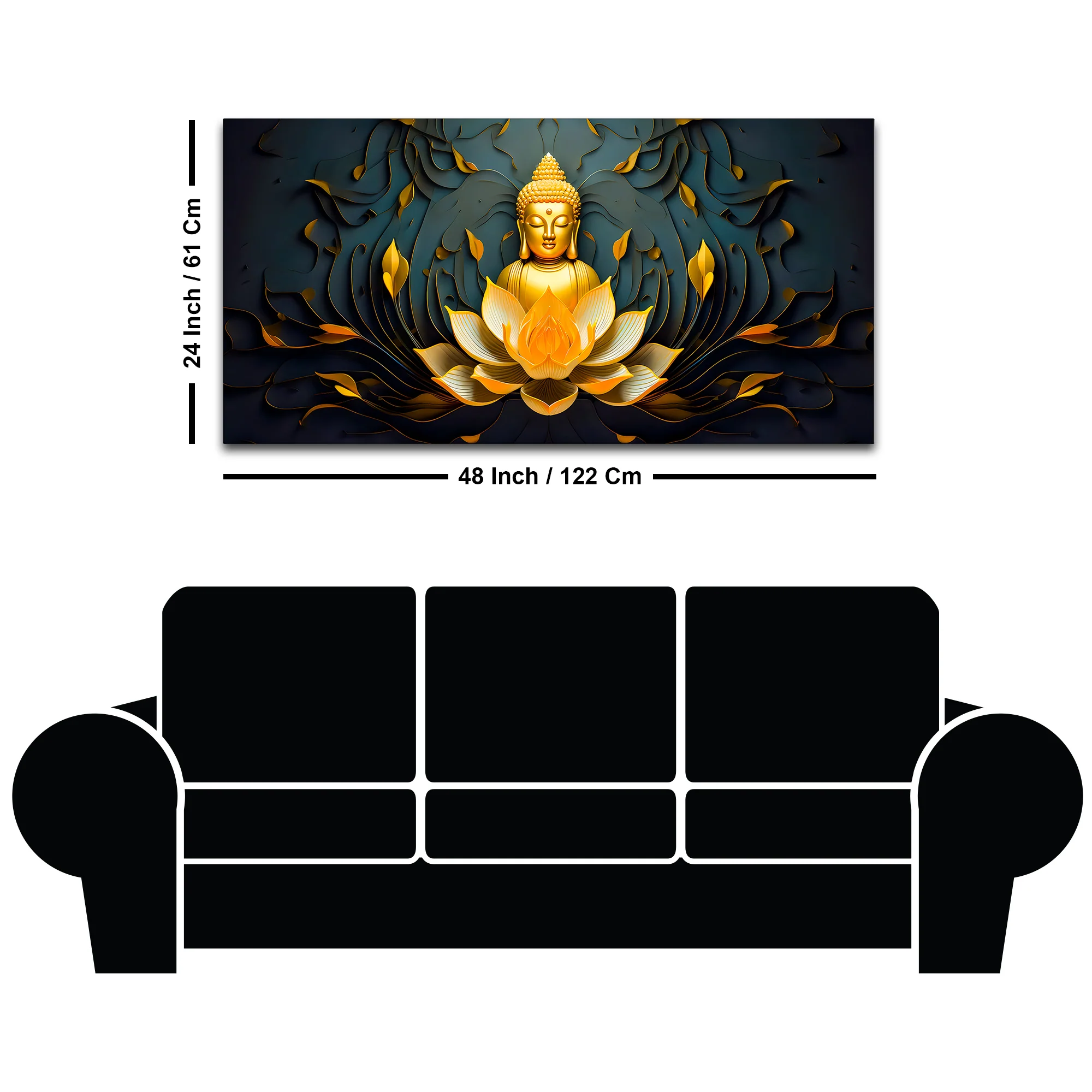 Spiritual Gautam Buddha Canvas Painting with Lotus Base - Image 8