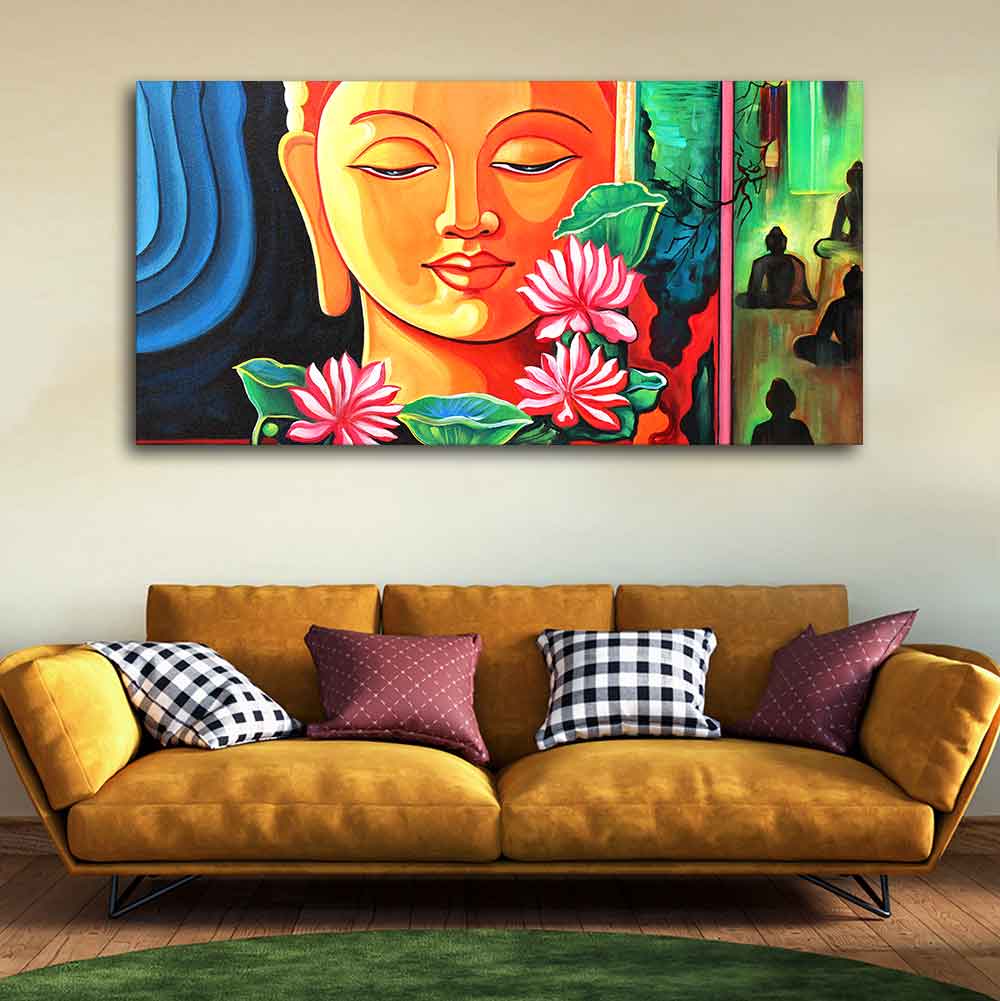 Spiritual Gautam Buddha Wall Painting - Image 2