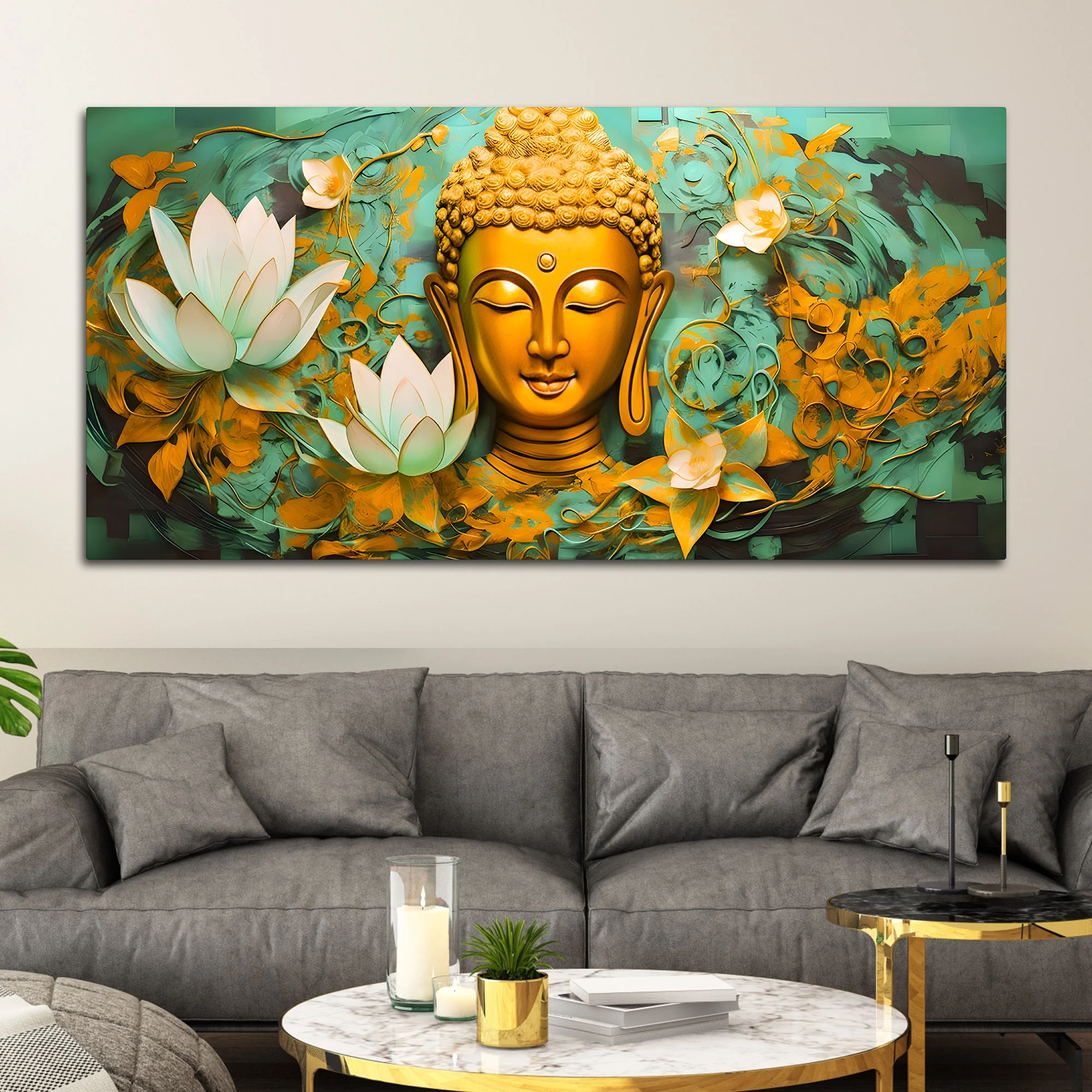 Spiritual Gautam Buddha Wall Painting for Calm Home Décor - Image 3