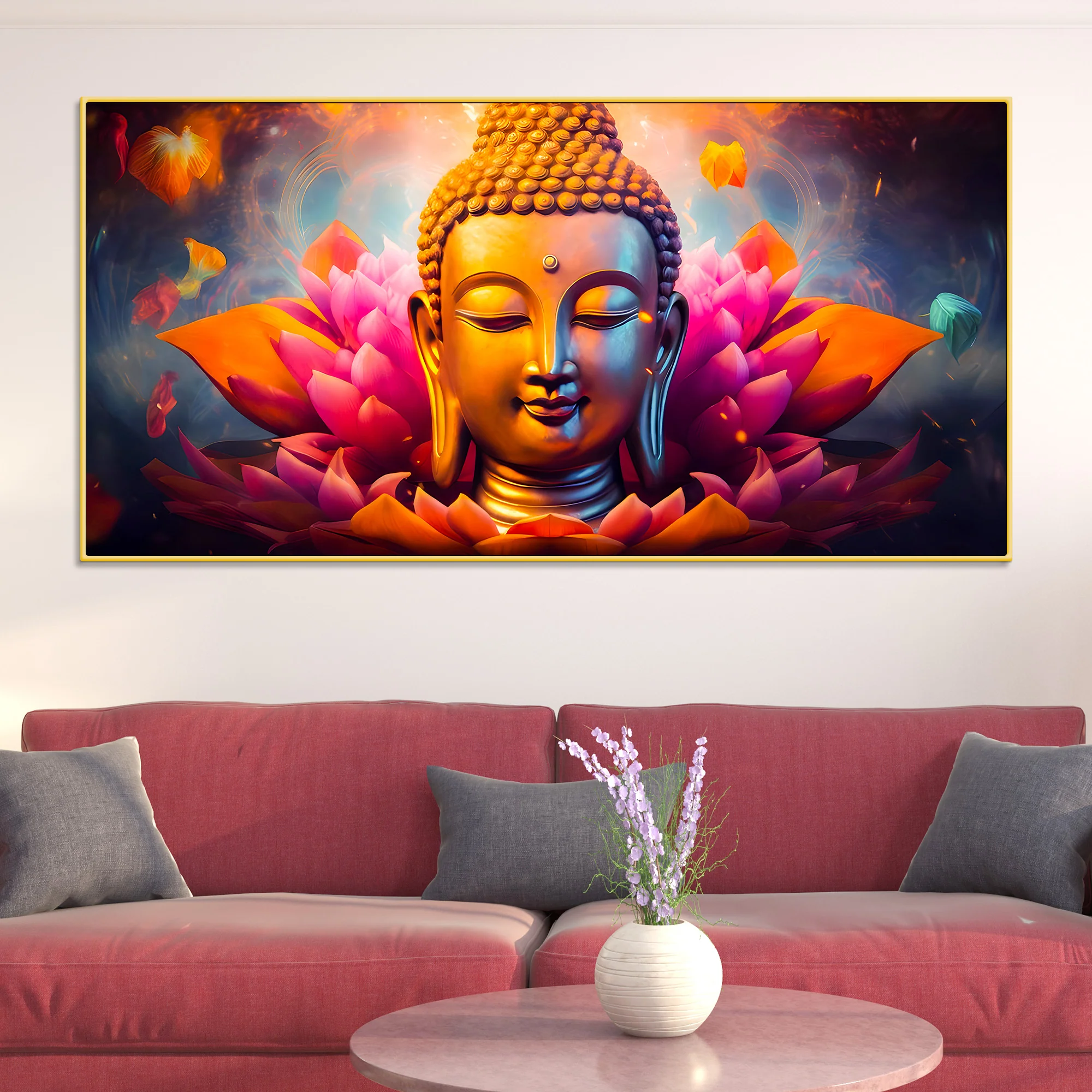 Spiritual Gautam Buddha Wall Painting for Living Spaces - Image 2
