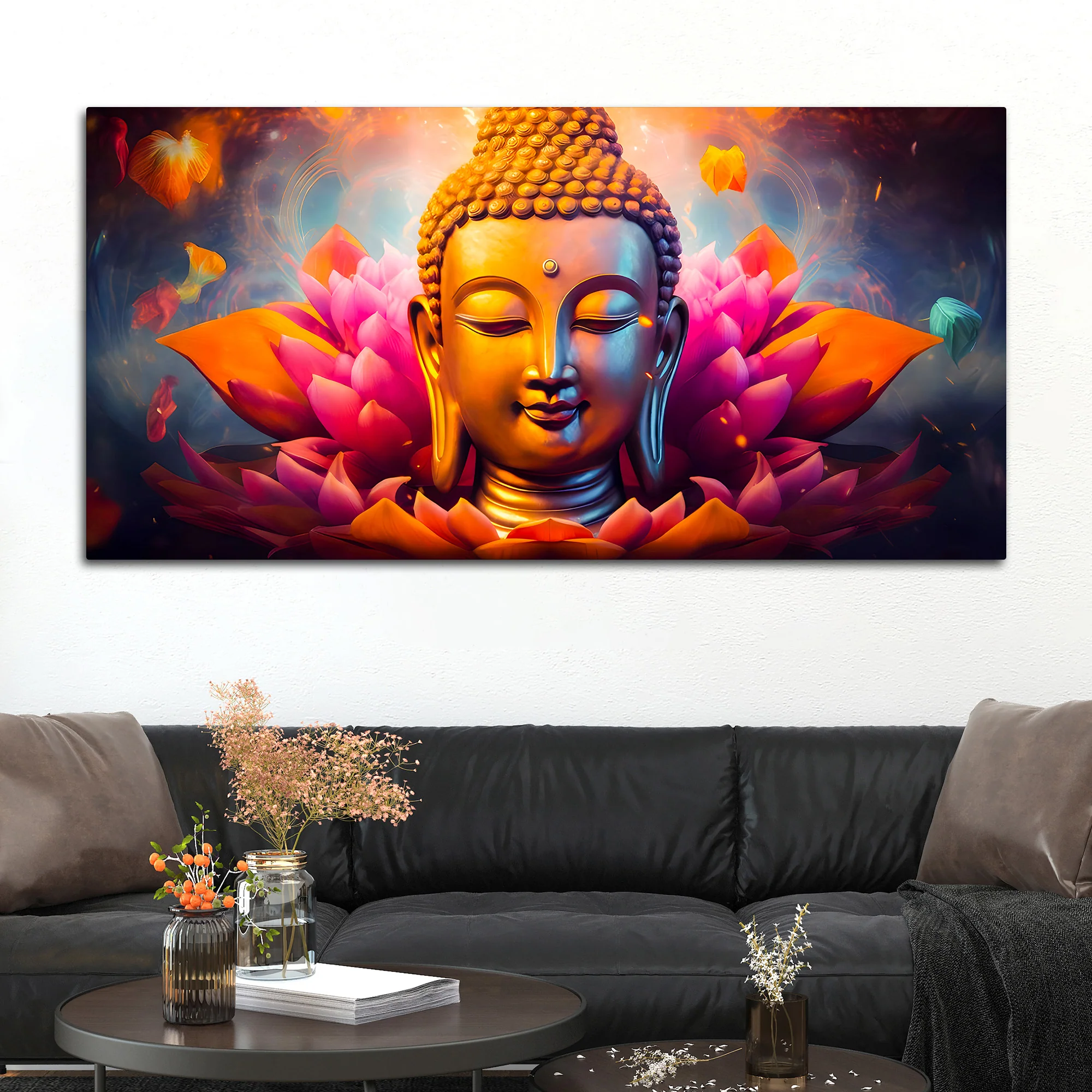 Spiritual Gautam Buddha Wall Painting for Living Spaces - Image 3