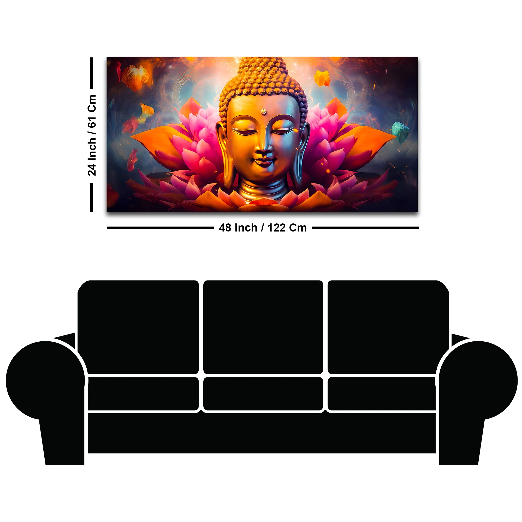 Spiritual Gautam Buddha Wall Painting for Living Spaces - Image 8