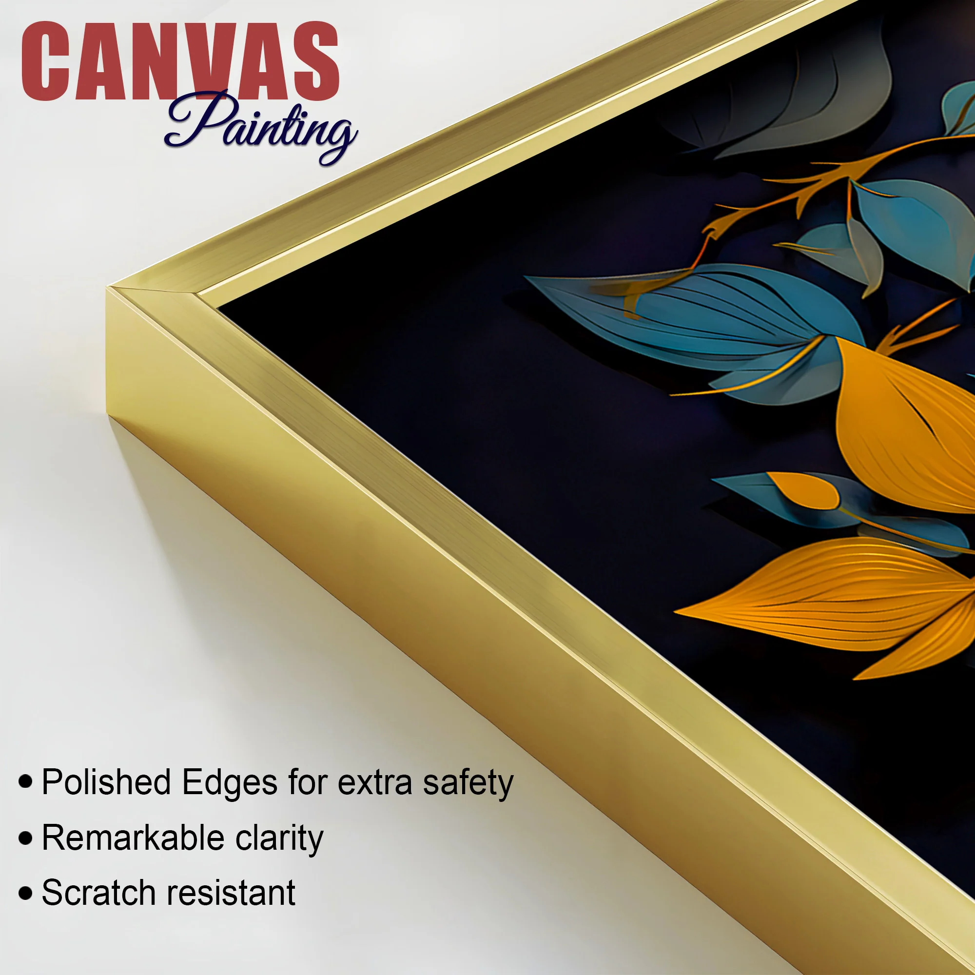 Spiritual Gautam Buddha Wall Painting with Elegant Leaf Art - Image 6