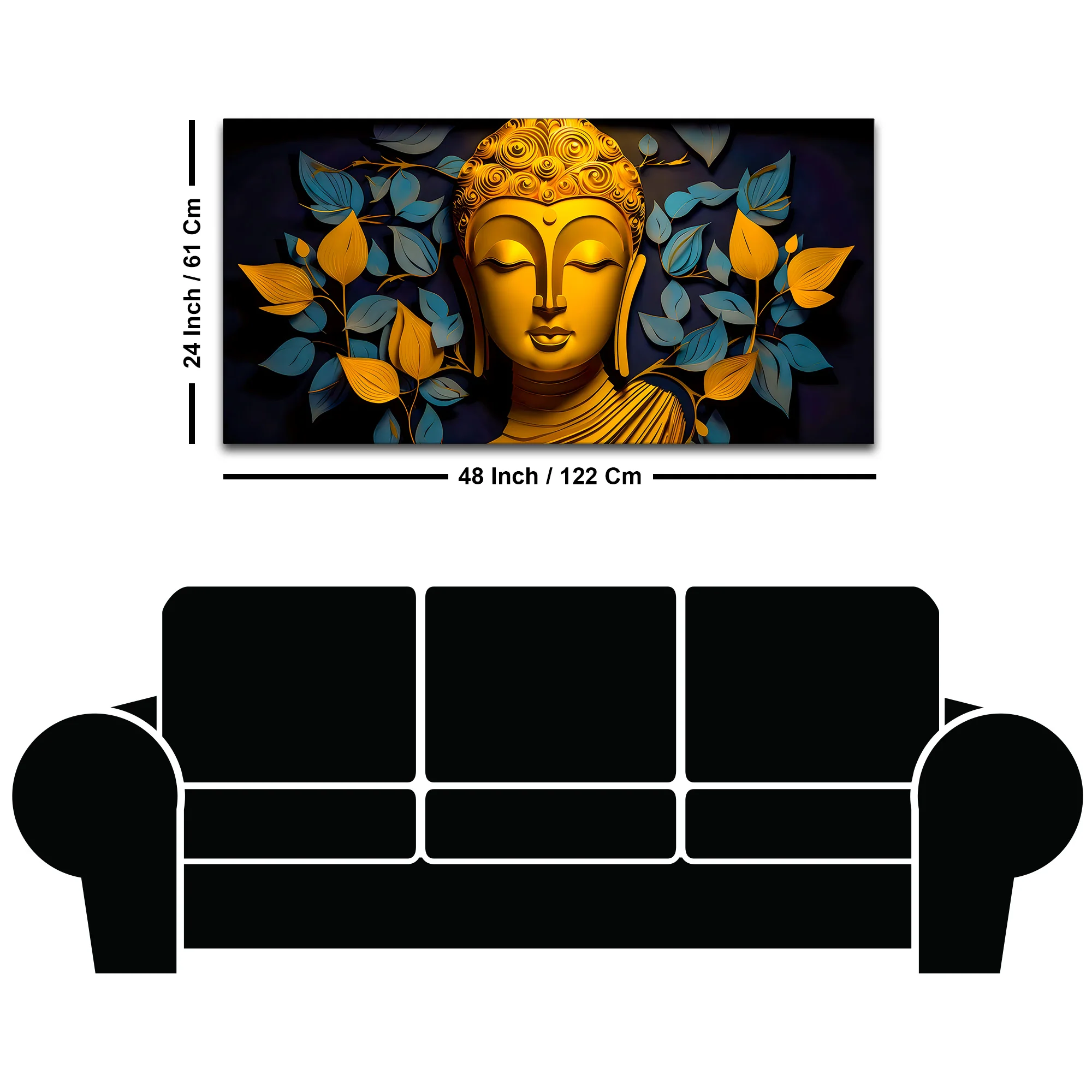 Spiritual Gautam Buddha Wall Painting with Elegant Leaf Art - Image 8