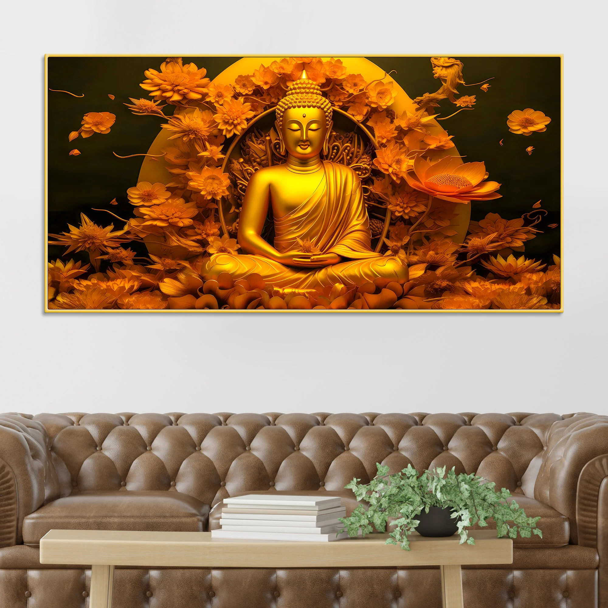 Spiritual Glow Gautam Buddha Canvas Painting for Home & Office - Image 2