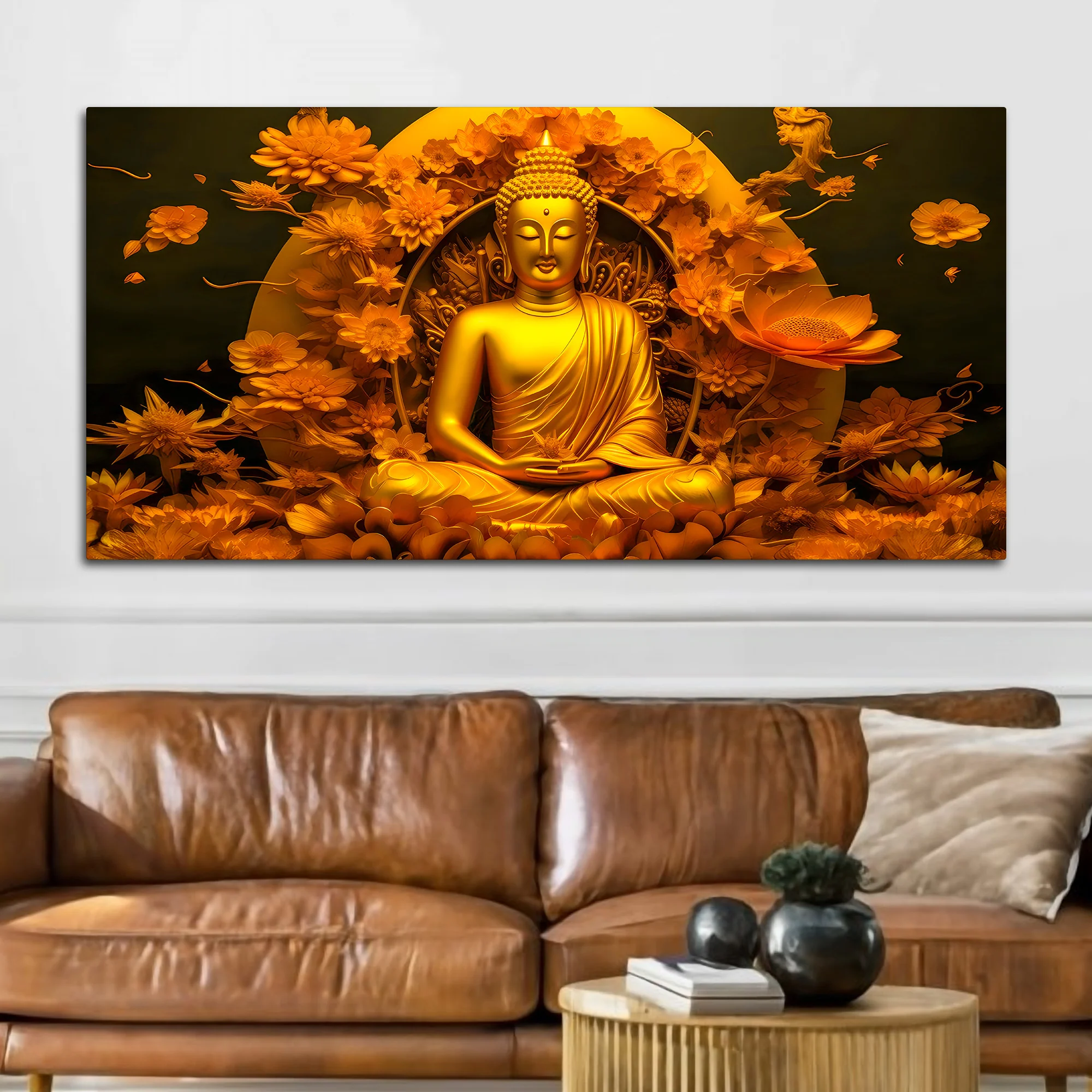 Spiritual Glow Gautam Buddha Canvas Painting for Home & Office - Image 3