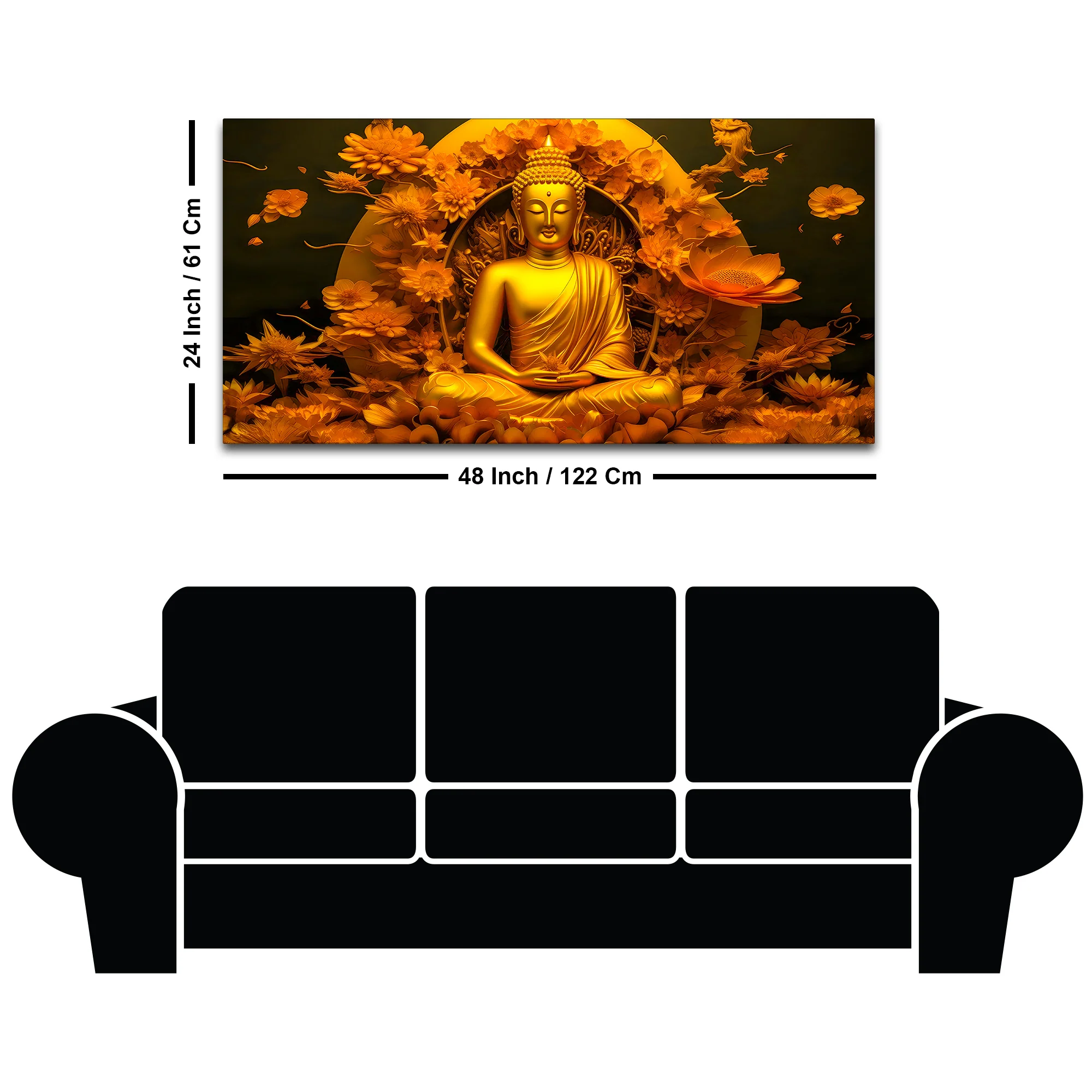 Spiritual Glow Gautam Buddha Canvas Painting for Home & Office - Image 8