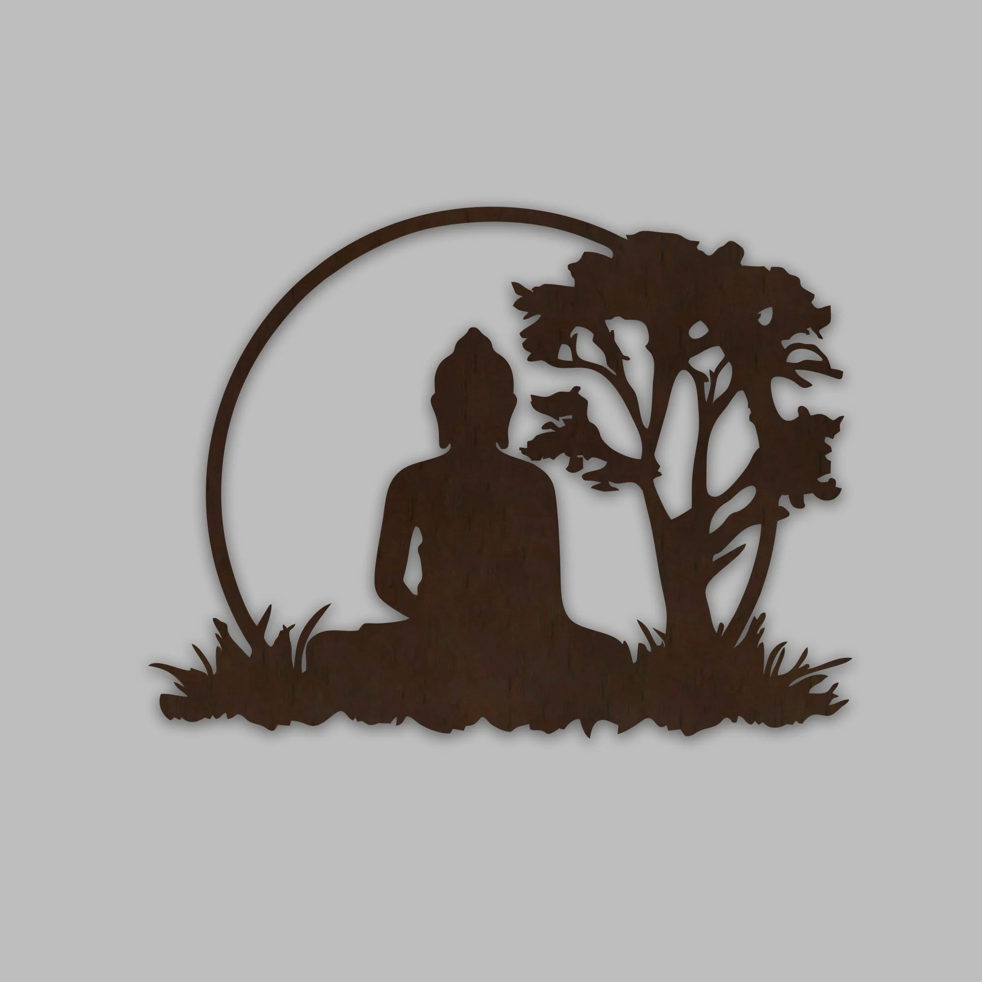 Spiritual God Buddha Art Backlit Wooden Wall Hanging with LED Night Light Walnut Finish - Image 3