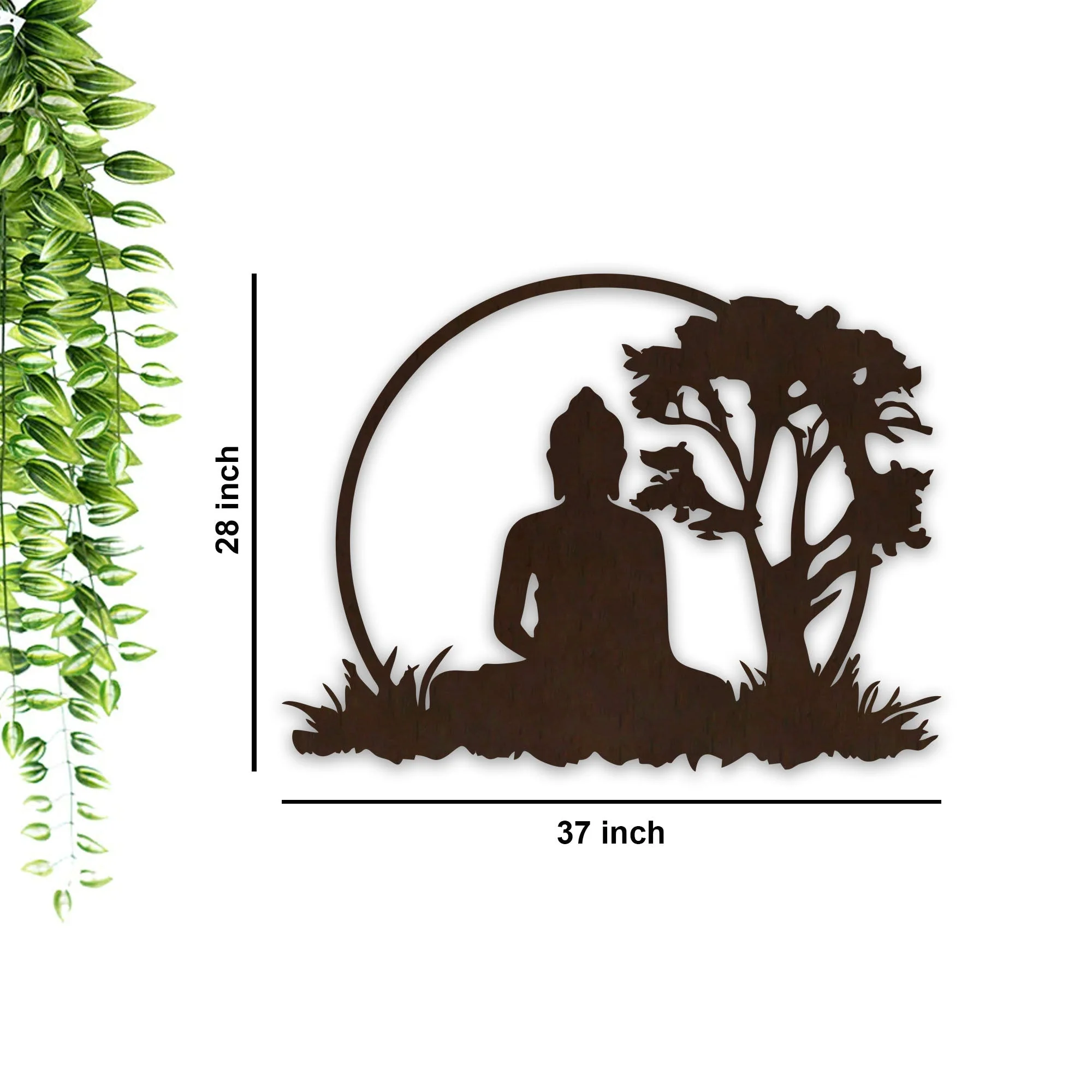 Spiritual God Buddha Art Backlit Wooden Wall Hanging with LED Night Light Walnut Finish - Image 4
