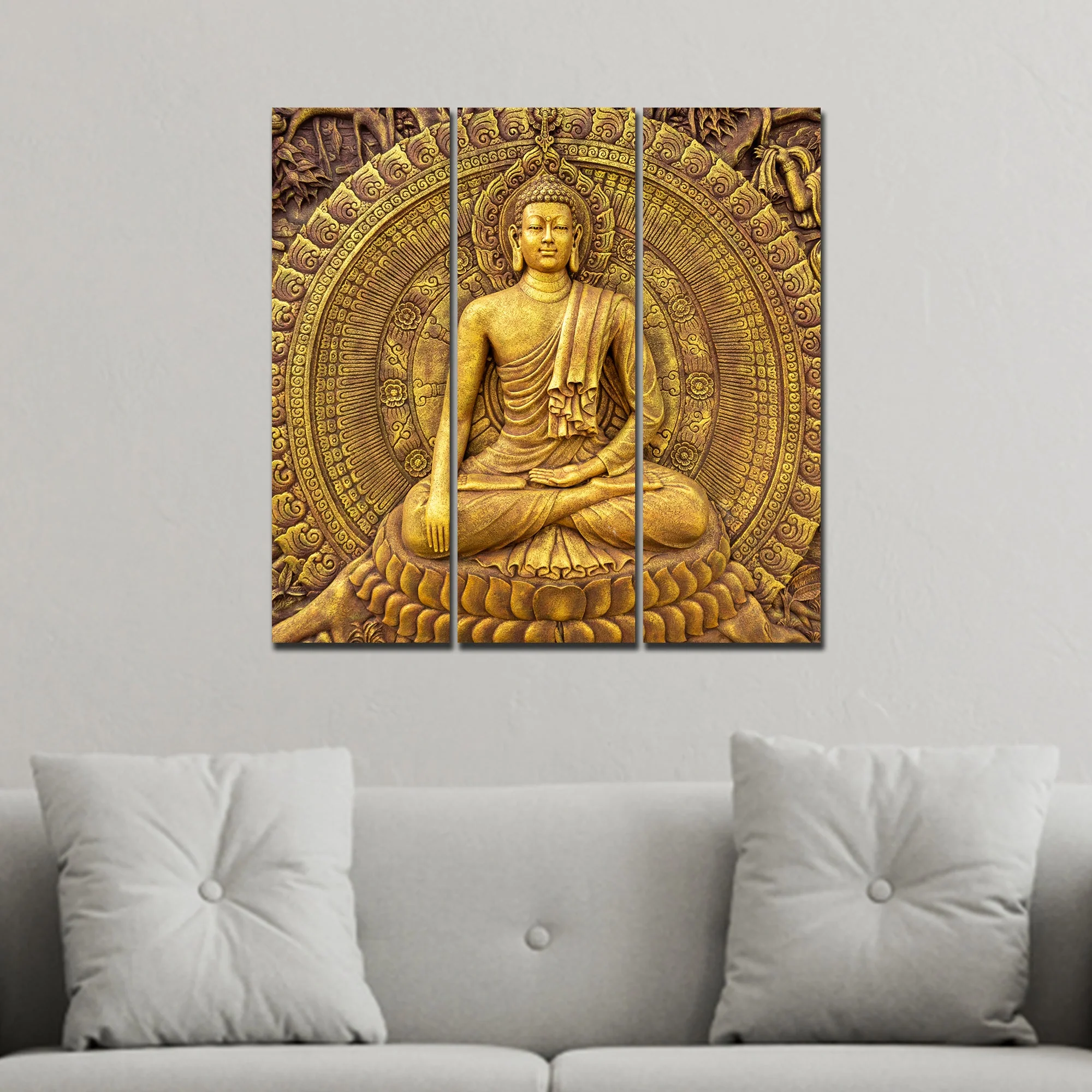 Spiritual God Buddha Wall Painting Three Pieces - Image 3