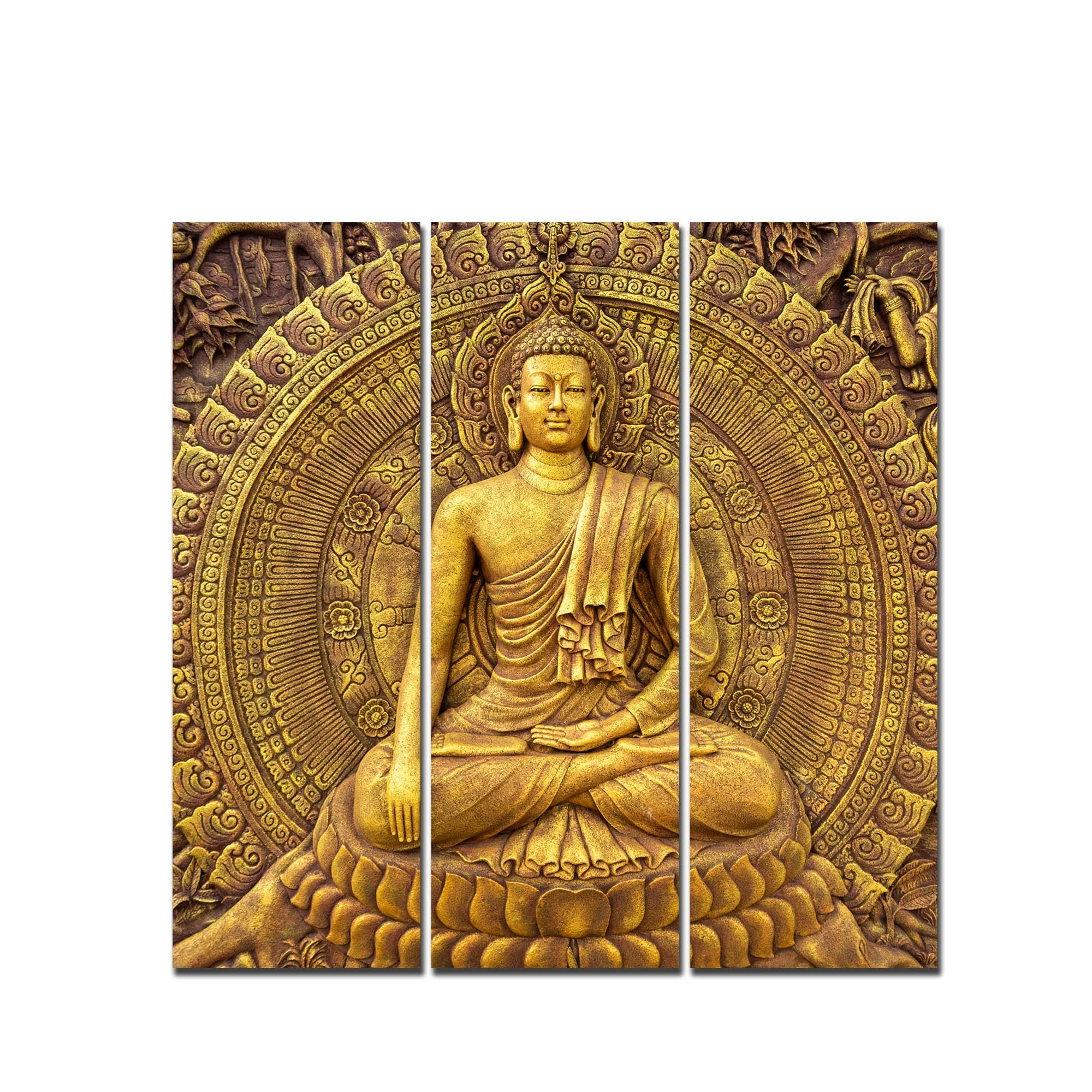 Spiritual God Buddha Wall Painting Three Pieces - Image 4