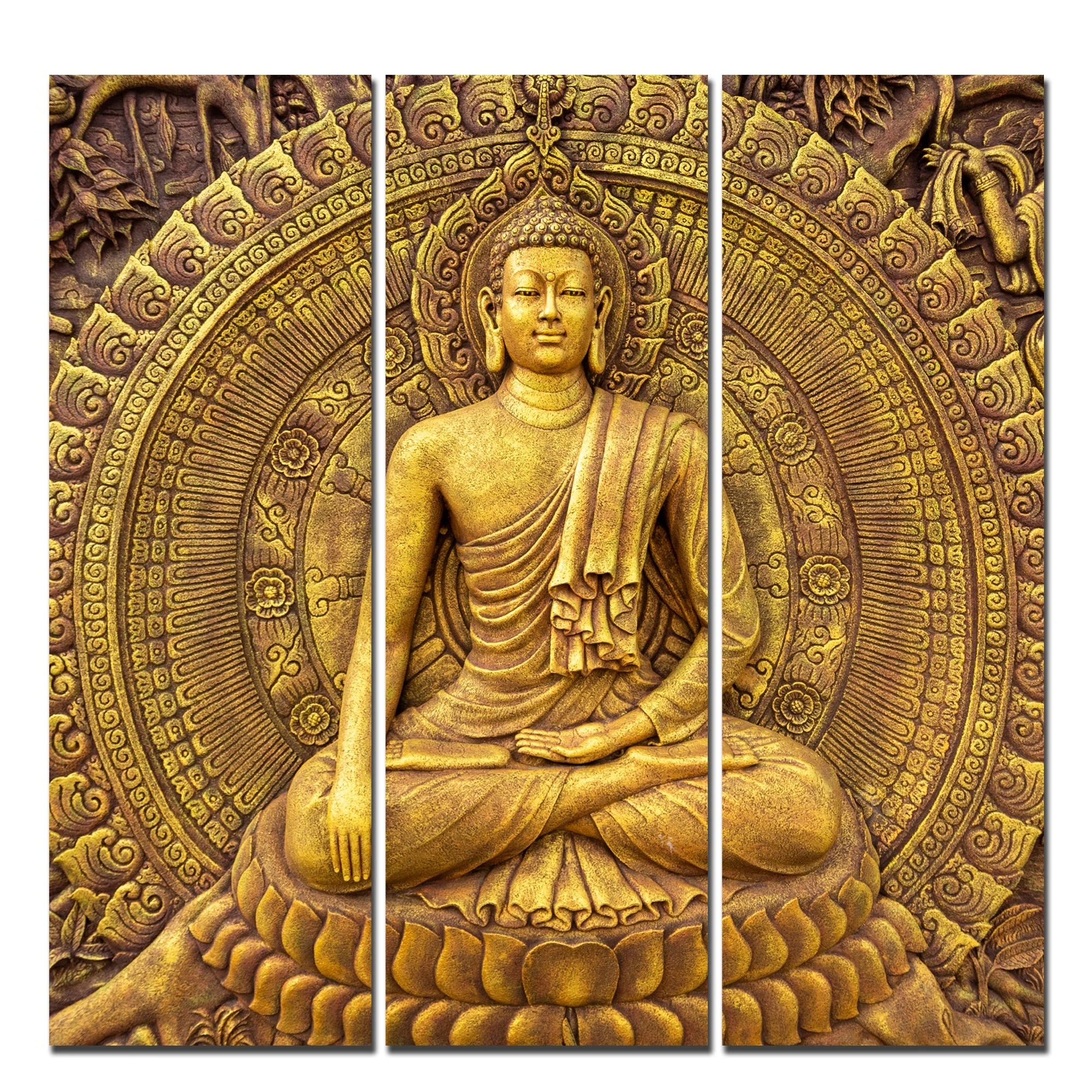 Spiritual God Buddha Wall Painting Three Pieces - Image 5